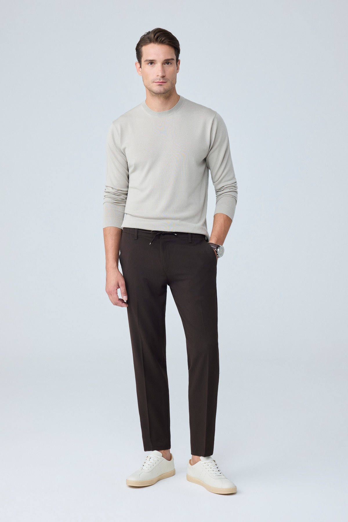 Erkek Comfort Fit Kahverengi Jogger Pantolon | Esnek Kumaş Günlük Rahat Kesim – 169DNGR