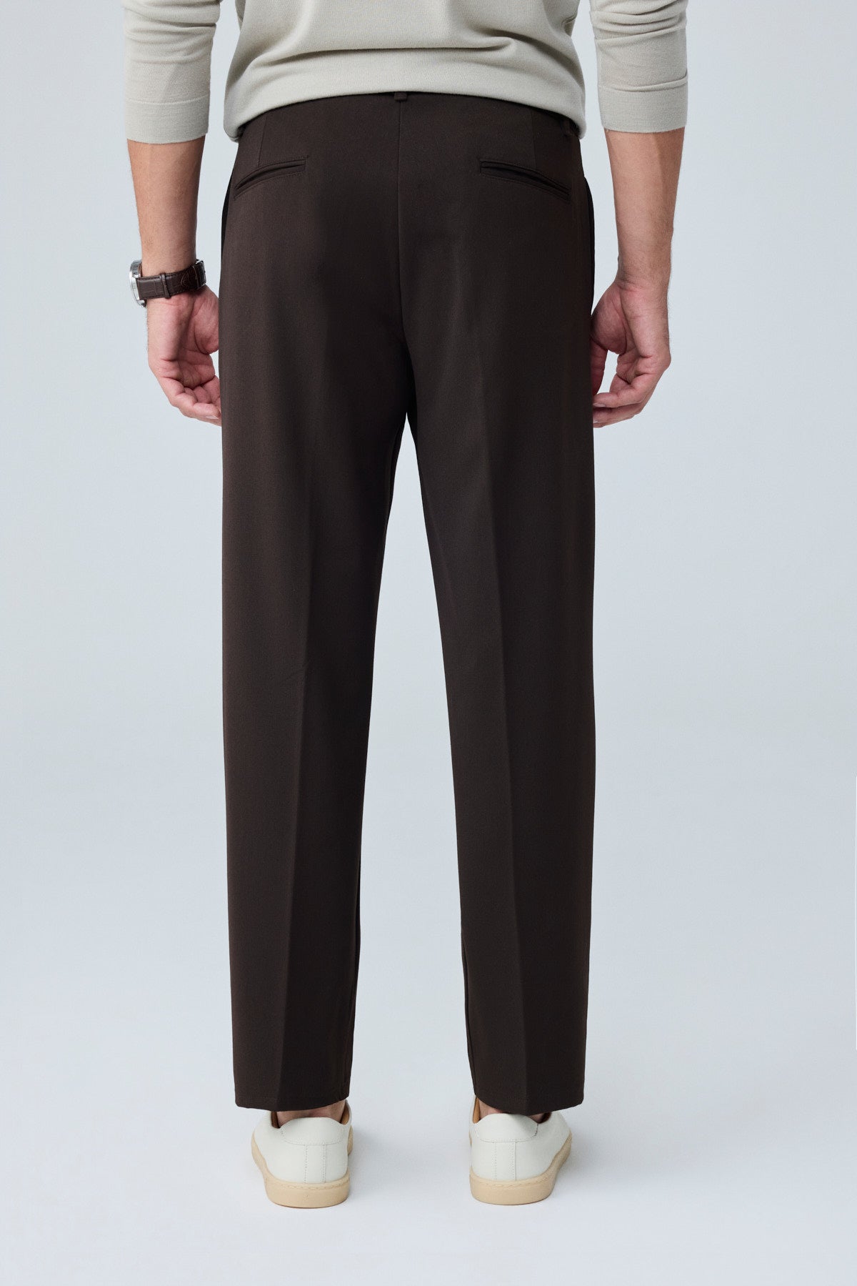 Erkek  Baggy Fit Pileli Kumaş Pantolon Kahverengi 0172DNGR
