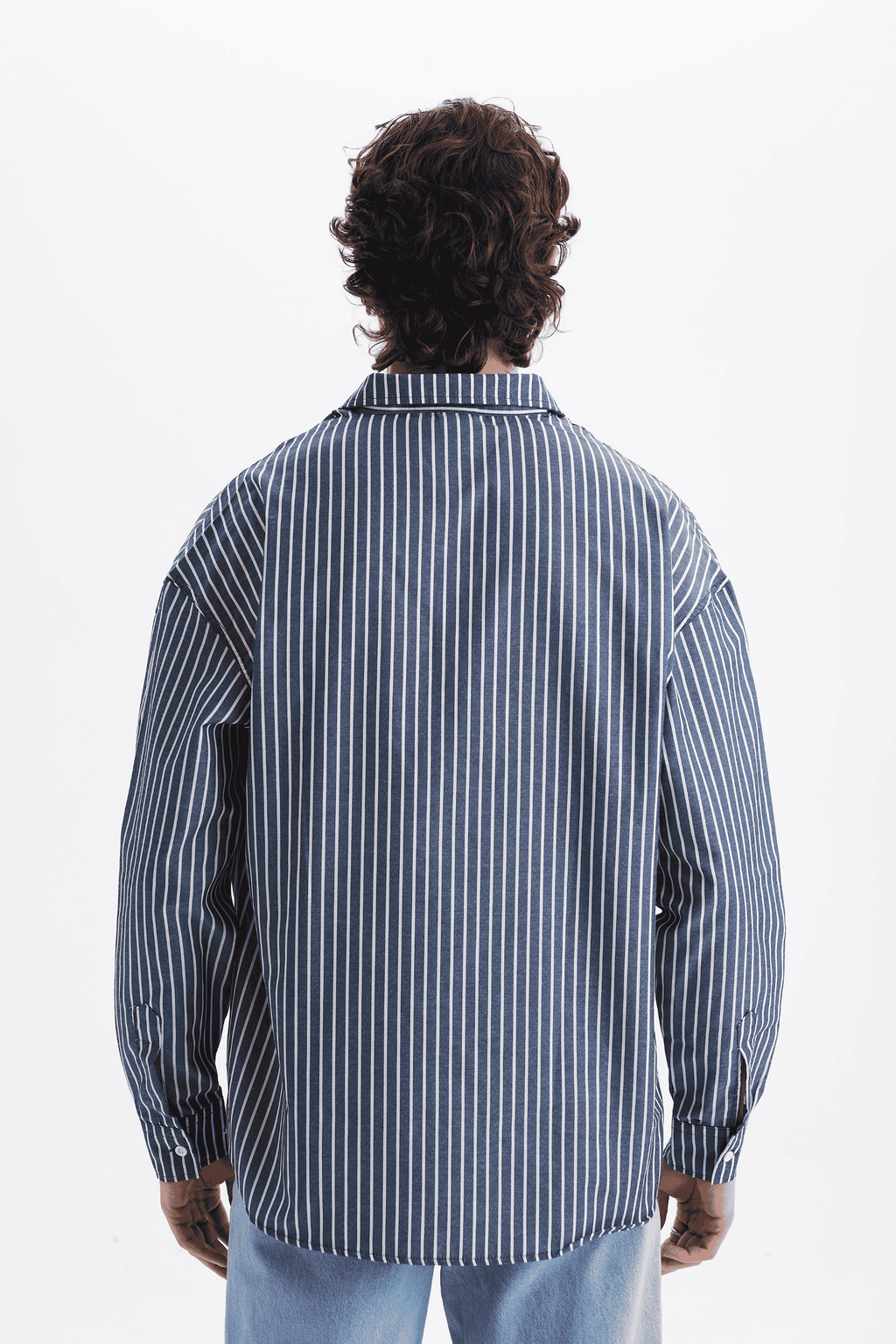 Erkek %100 Pamuklu Çizgili Gömlek Lacivert