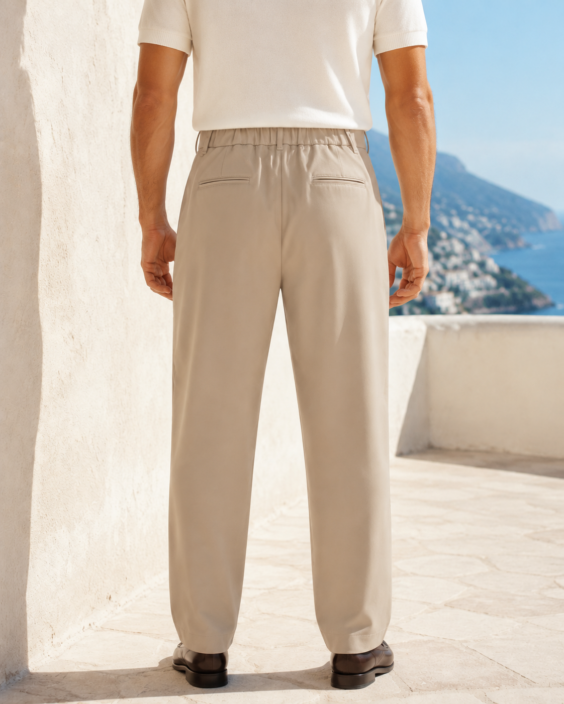 Erkek Baggy Fit Pileli Kumaş Pantolon Bej 0172DNGR