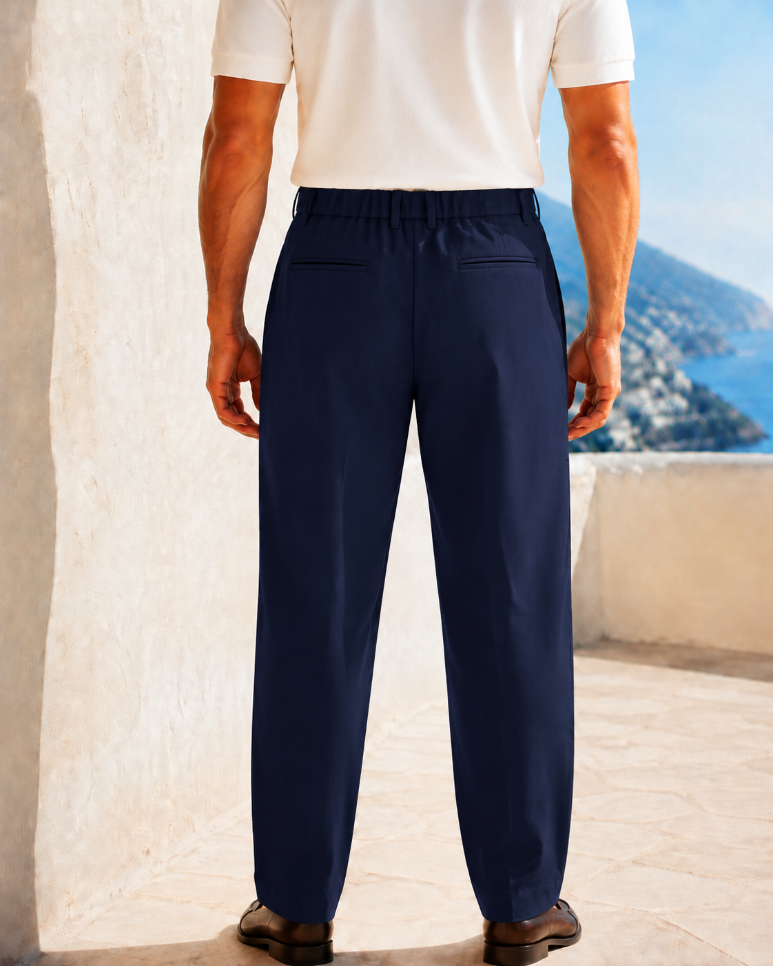 Erkek Baggy Fit Pileli Kumaş Pantolon Lacivert 0172DNGR