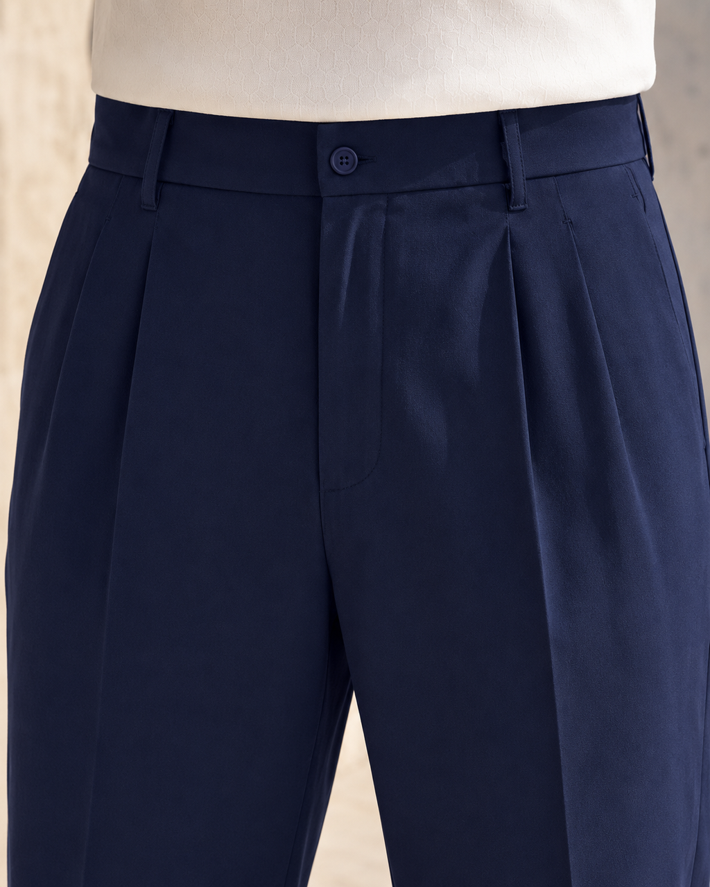 Erkek Baggy Fit Pileli Kumaş Pantolon Lacivert 0172DNGR