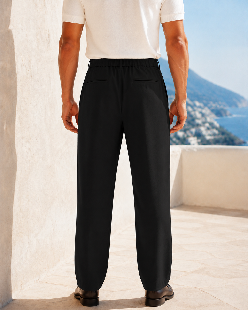 Erkek Baggy Fit Pileli Kumaş Pantolon Sİyah 0172DNGR