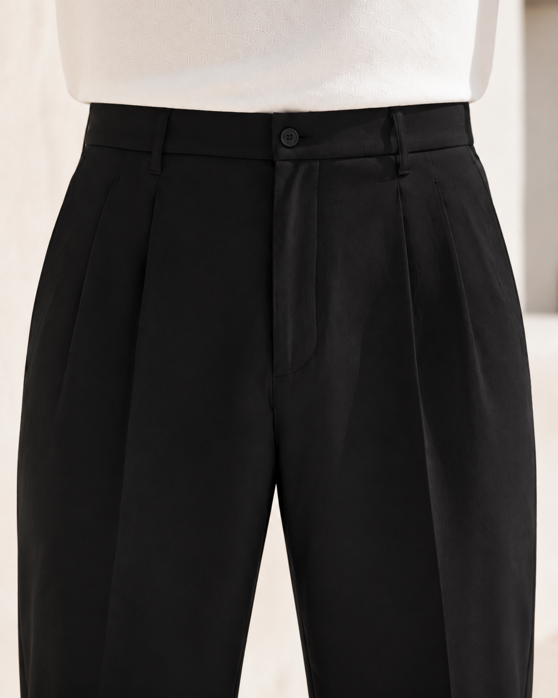 Erkek Baggy Fit Pileli Kumaş Pantolon Sİyah 0172DNGR