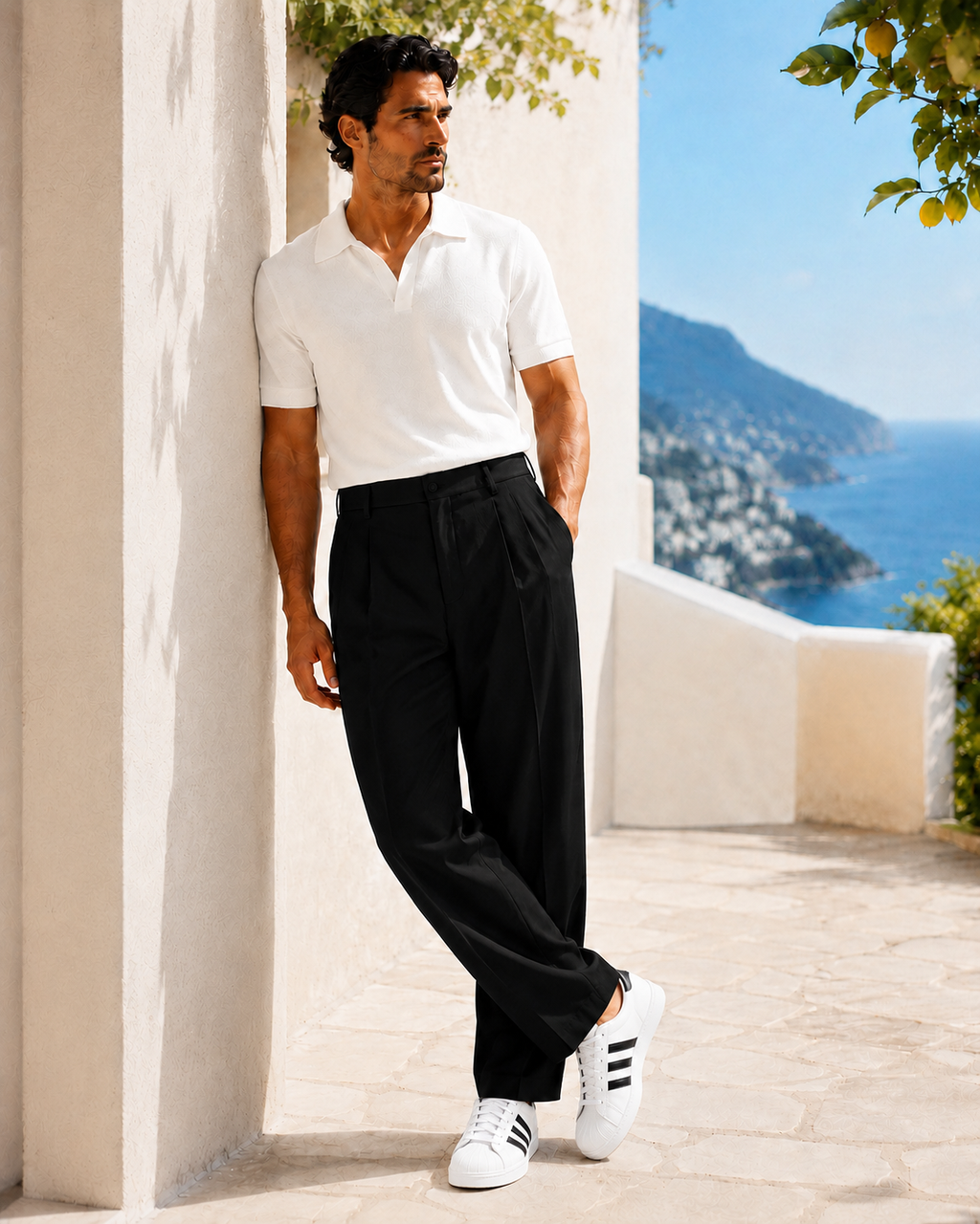 Erkek Baggy Fit Pileli Kumaş Pantolon Sİyah 0172DNGR