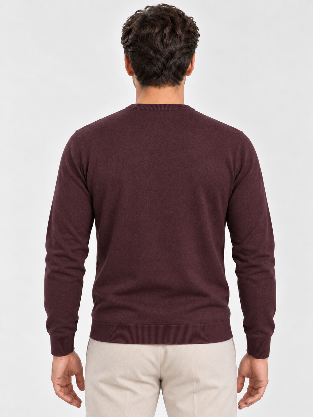 Erkek Basic Triko Kazak Bordo