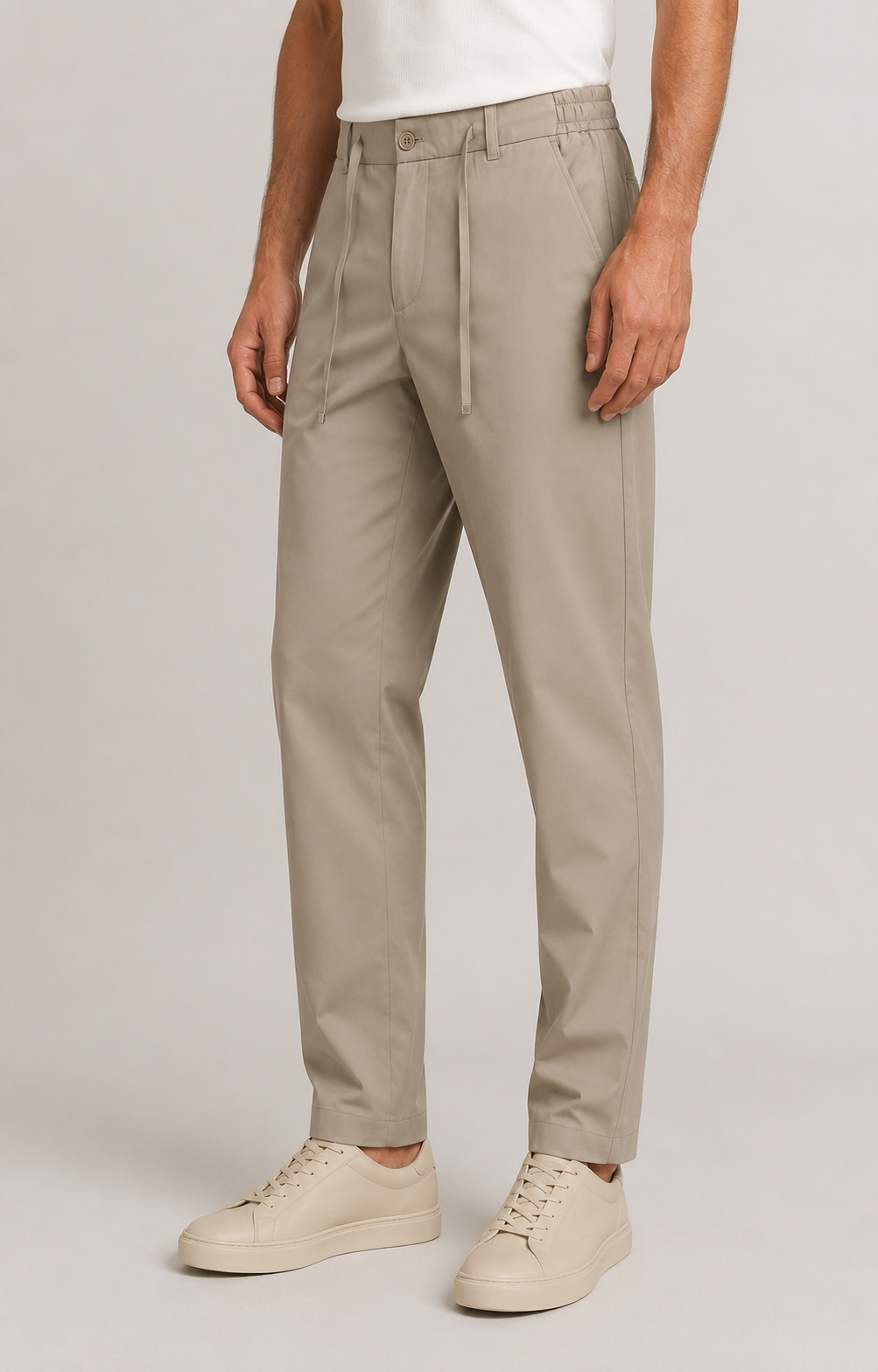 Erkek Beli Lastikli Comfort Fit Pantolon Bej 0170DDNGR