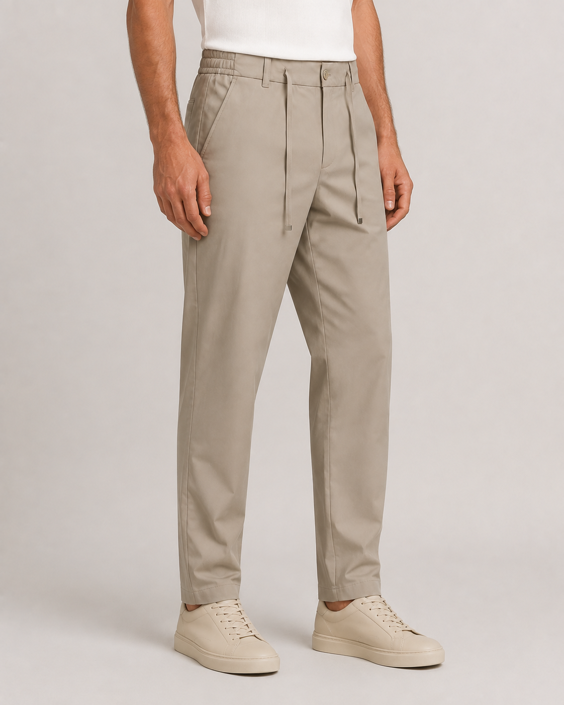 Erkek Beli Lastikli Comfort Fit Pantolon Bej 0170DDNGR