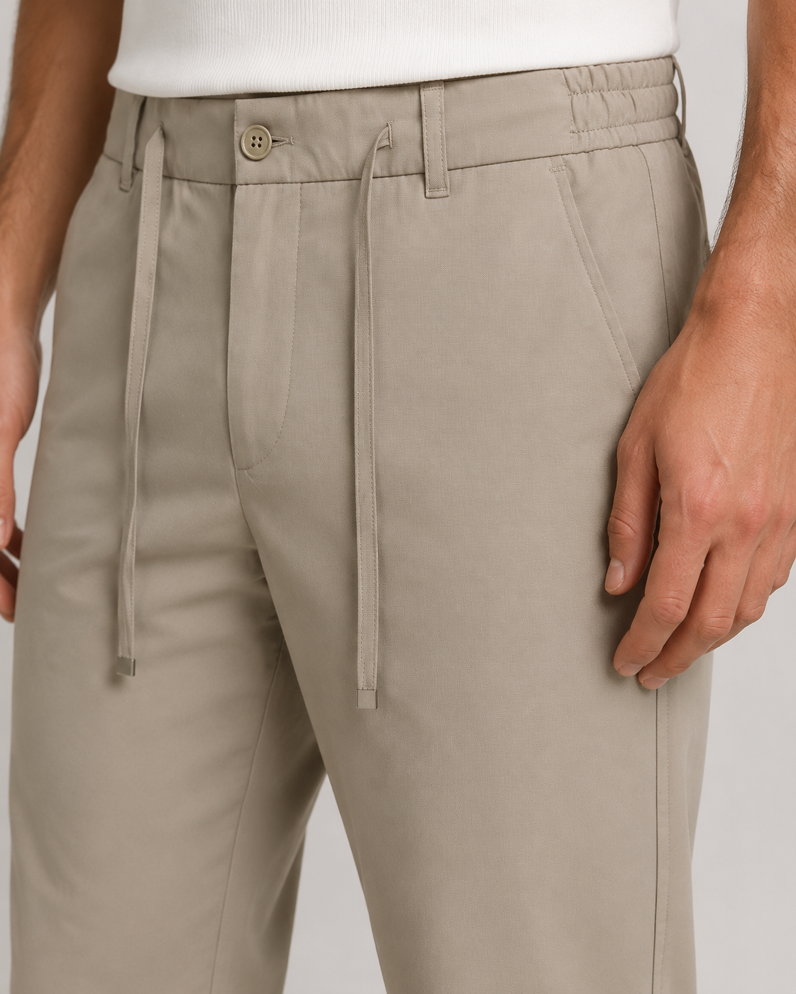 Erkek Beli Lastikli Comfort Fit Pantolon Bej 0170DDNGR
