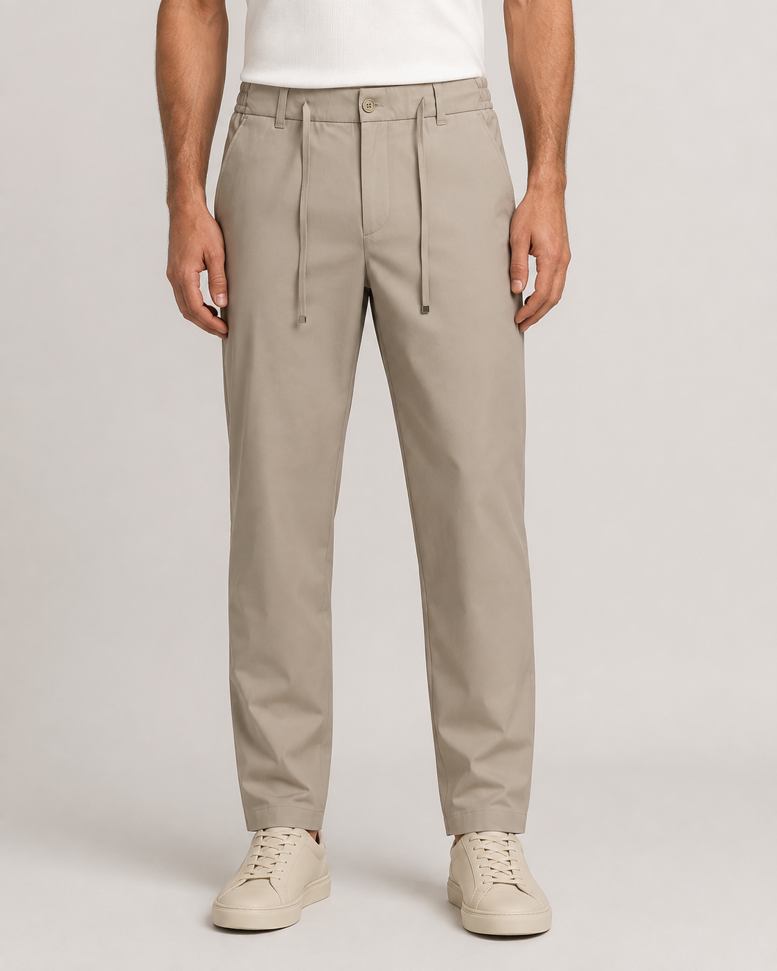 Erkek Beli Lastikli Comfort Fit Pantolon Bej 0170DDNGR