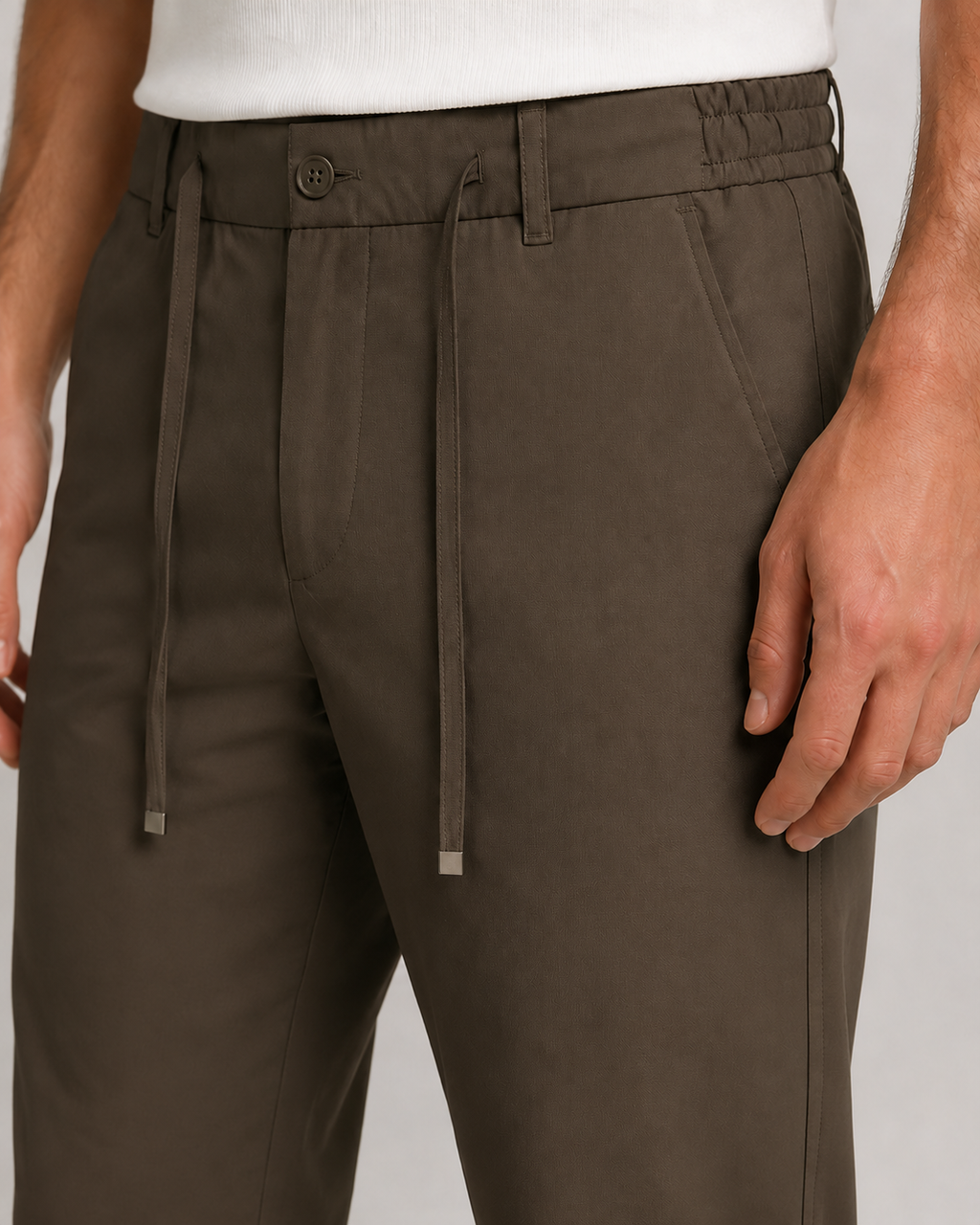 Erkek Beli Lastikli Comfort Fit Pantolon Haki 0170DDNGR