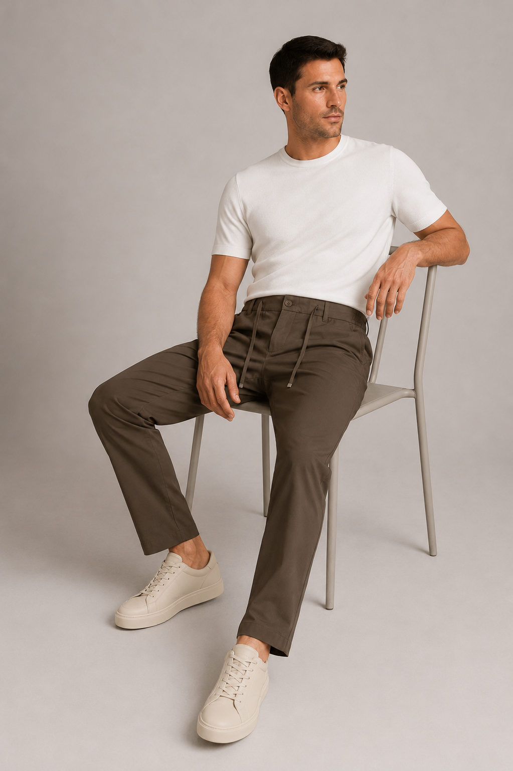Erkek Beli Lastikli Comfort Fit Pantolon Haki 0170DDNGR