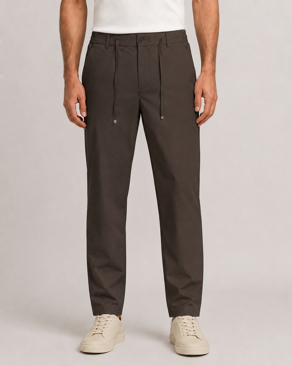 Erkek Beli Lastikli Comfort Fit Pantolon Kahverengi 0170DDNGR