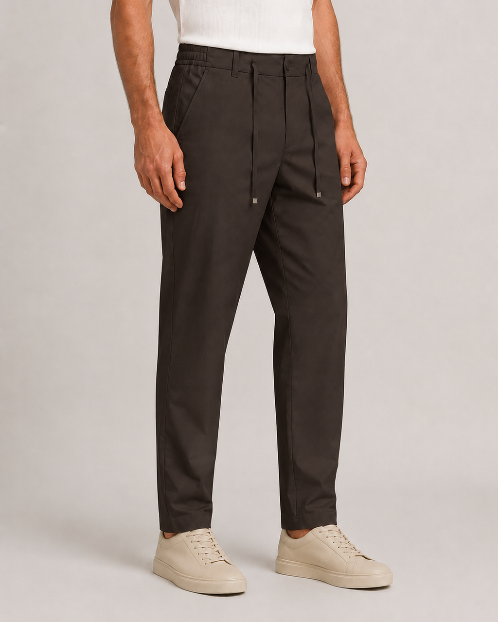 Erkek Beli Lastikli Comfort Fit Pantolon Kahverengi 0170DDNGR