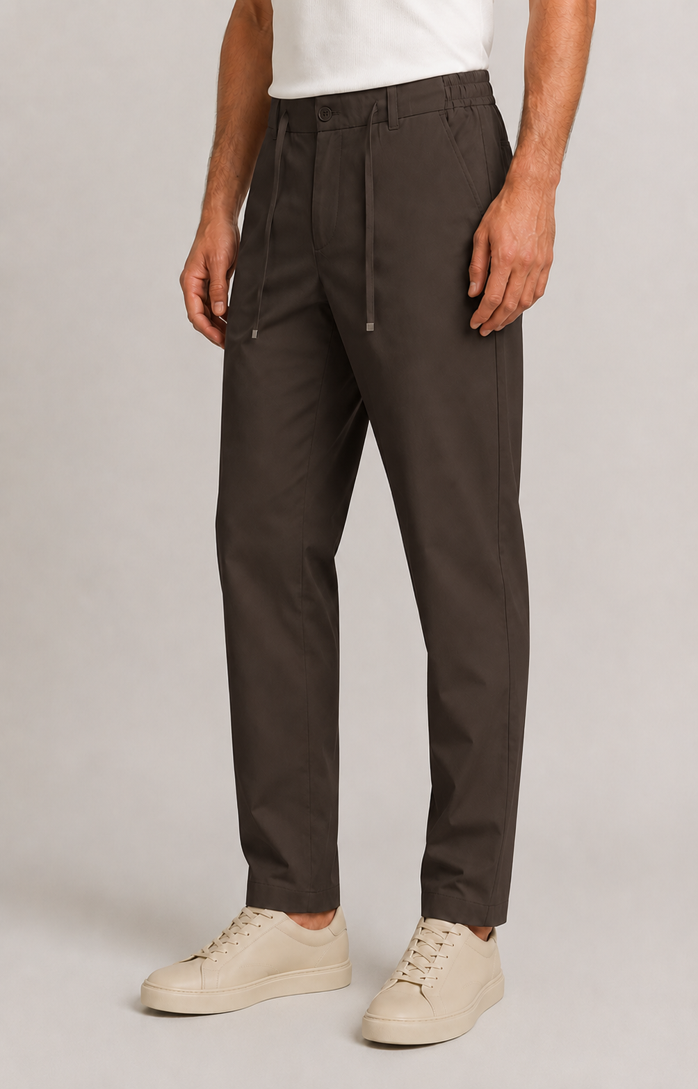 Erkek Beli Lastikli Comfort Fit Pantolon Kahverengi 0170DDNGR
