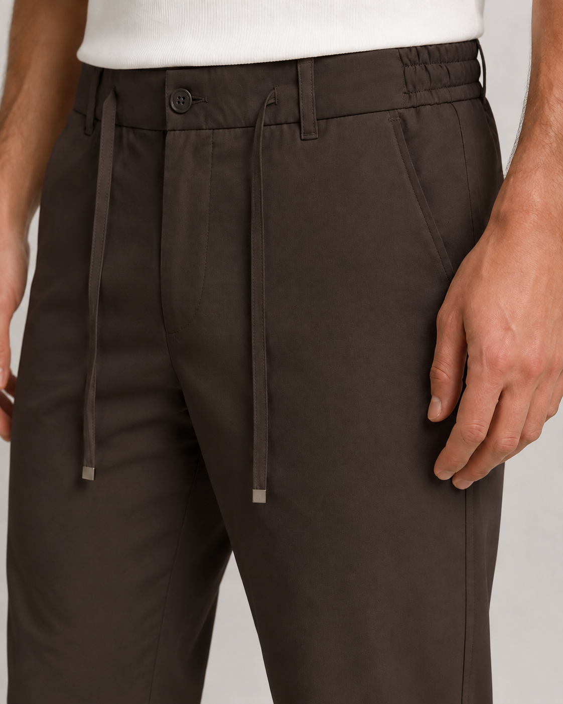 Erkek Beli Lastikli Comfort Fit Pantolon Kahverengi 0170DDNGR