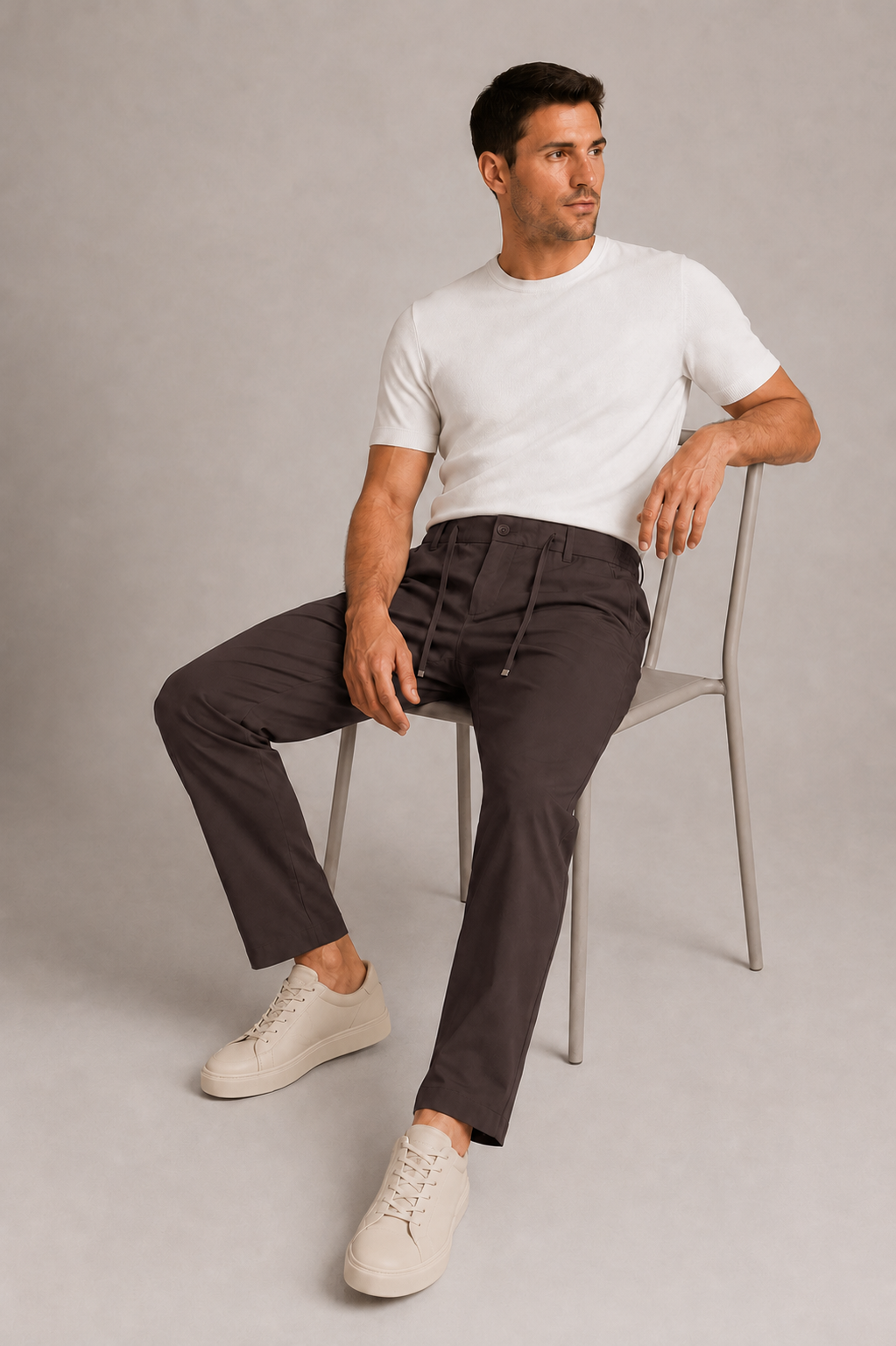 Erkek Beli Lastikli Comfort Fit Pantolon Kahverengi 0170DDNGR