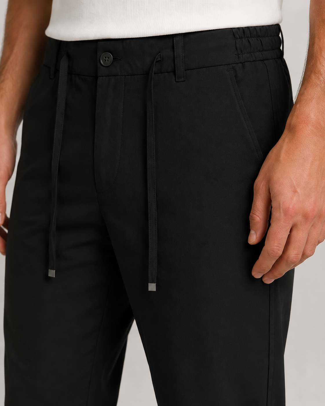 Erkek Beli Lastikli Comfort Fit Pantolon Siyah 0170DDNGR