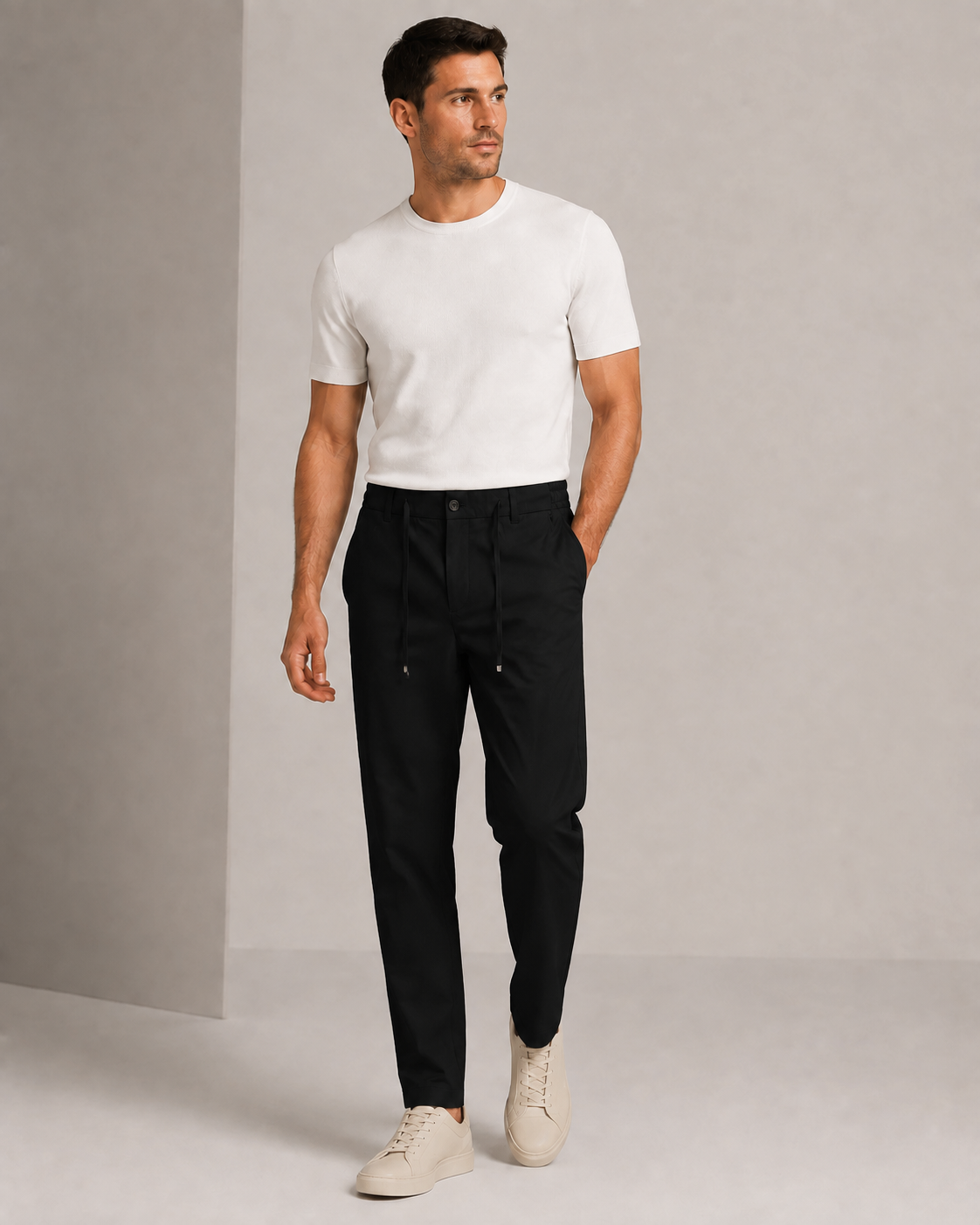 Erkek Beli Lastikli Comfort Fit Pantolon Siyah 0170DDNGR