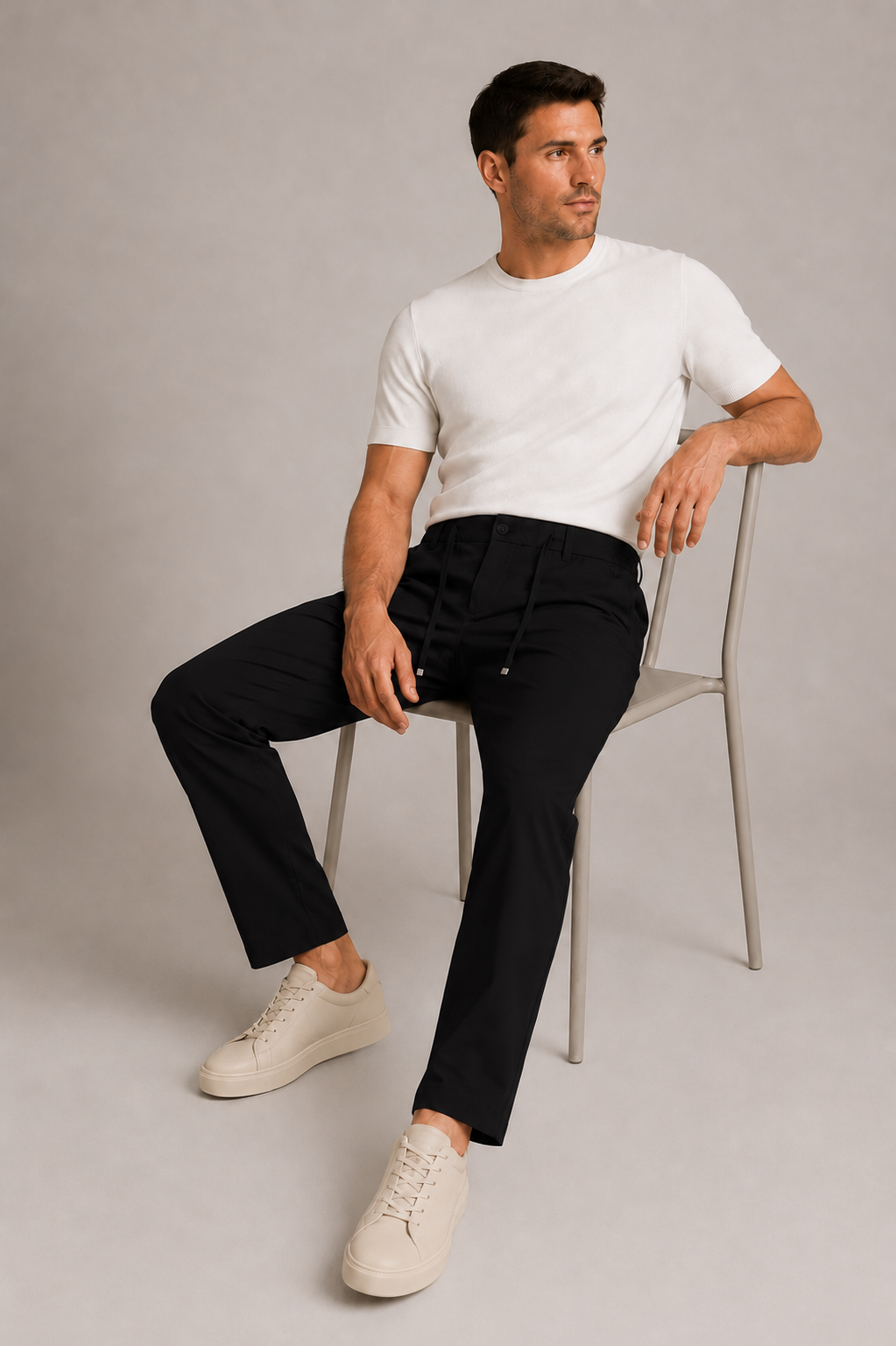 Erkek Beli Lastikli Comfort Fit Pantolon Siyah 0170DDNGR