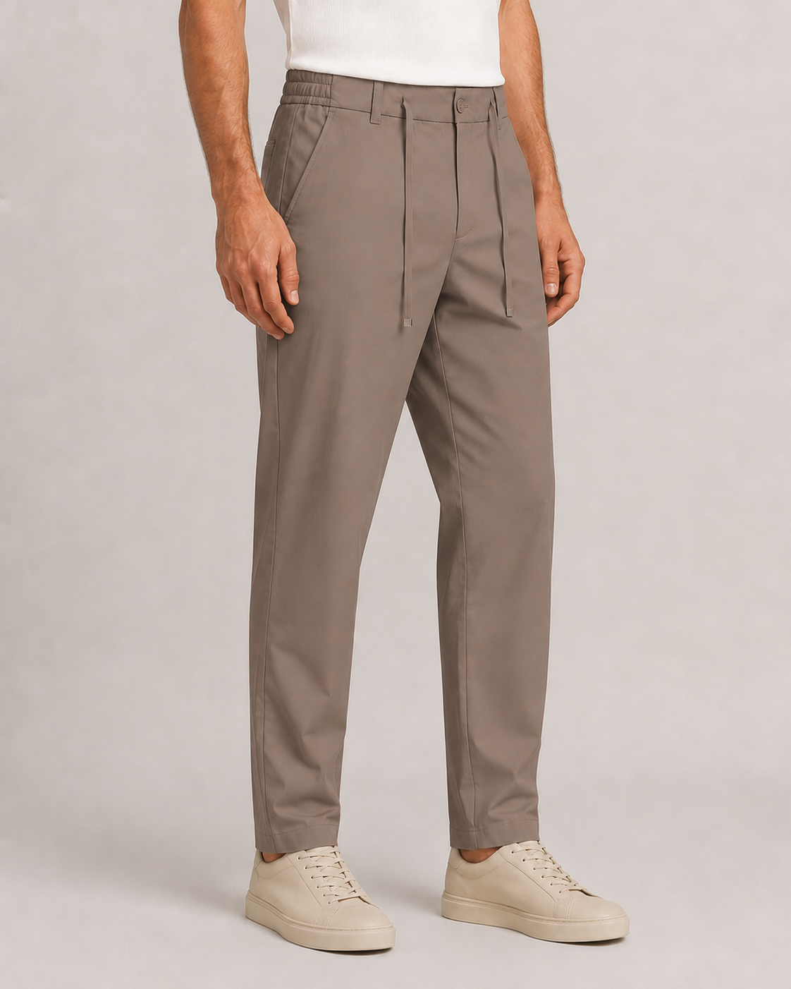Erkek Beli Lastikli Comfort Fit Pantolon Vizon 0170DDNGR