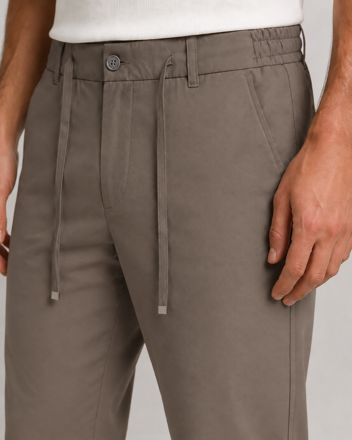 Erkek Beli Lastikli Comfort Fit Pantolon Vizon 0170DDNGR