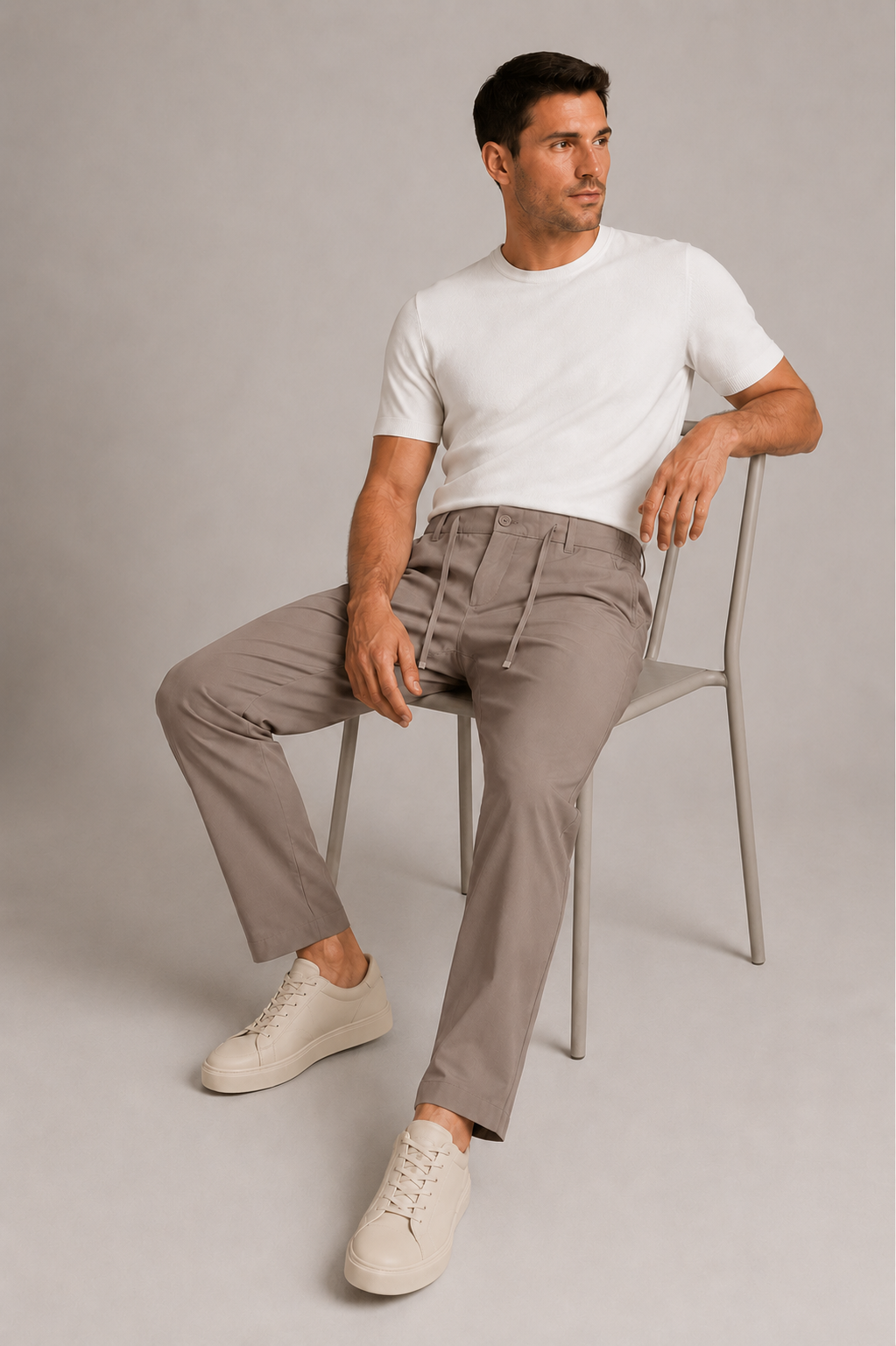 Erkek Beli Lastikli Comfort Fit Pantolon Vizon 0170DDNGR