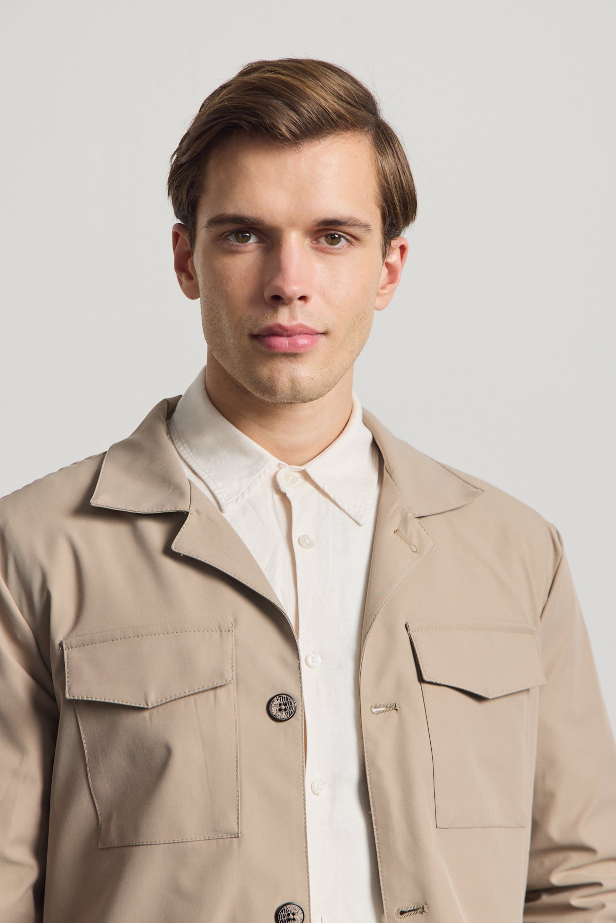 Erkek Cepli Gömlek Ceket Bej