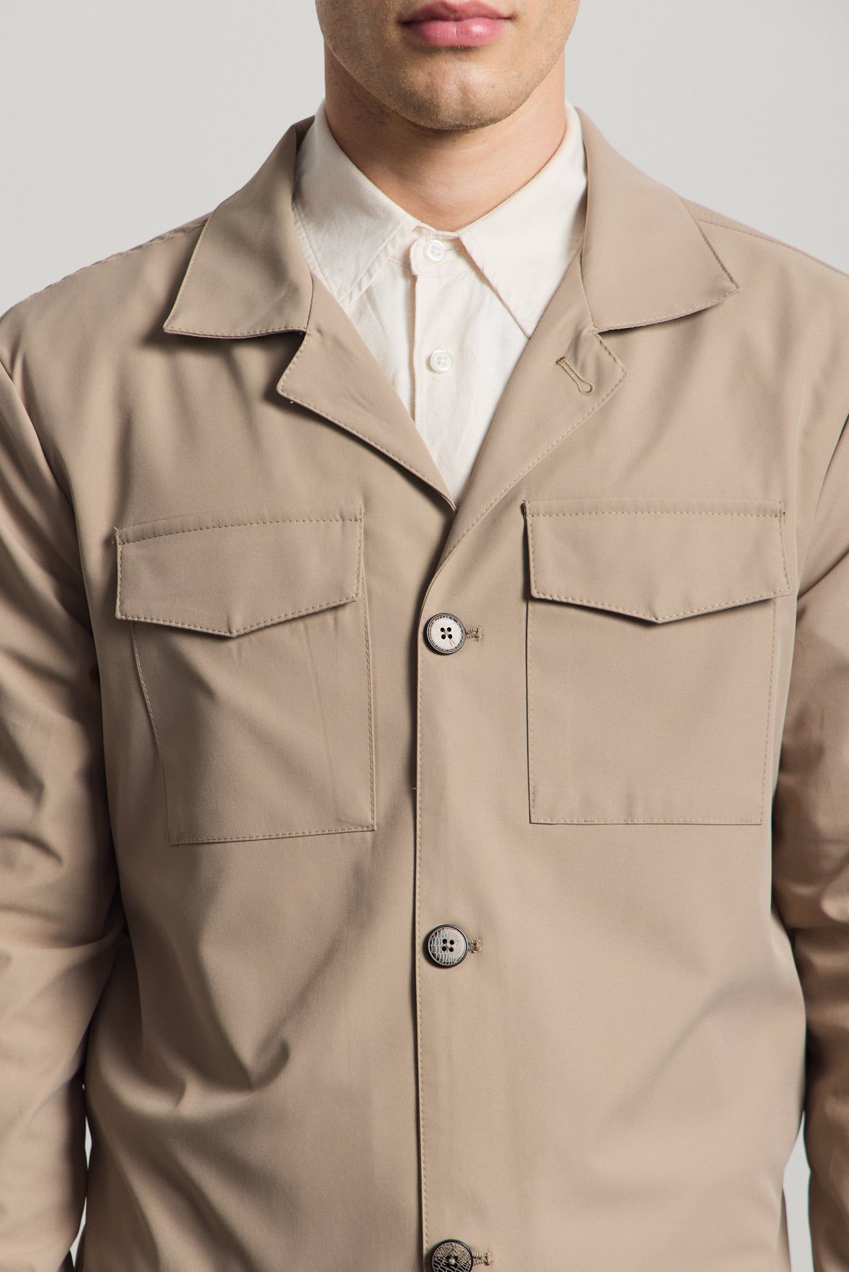 Erkek Cepli Gömlek Ceket Bej