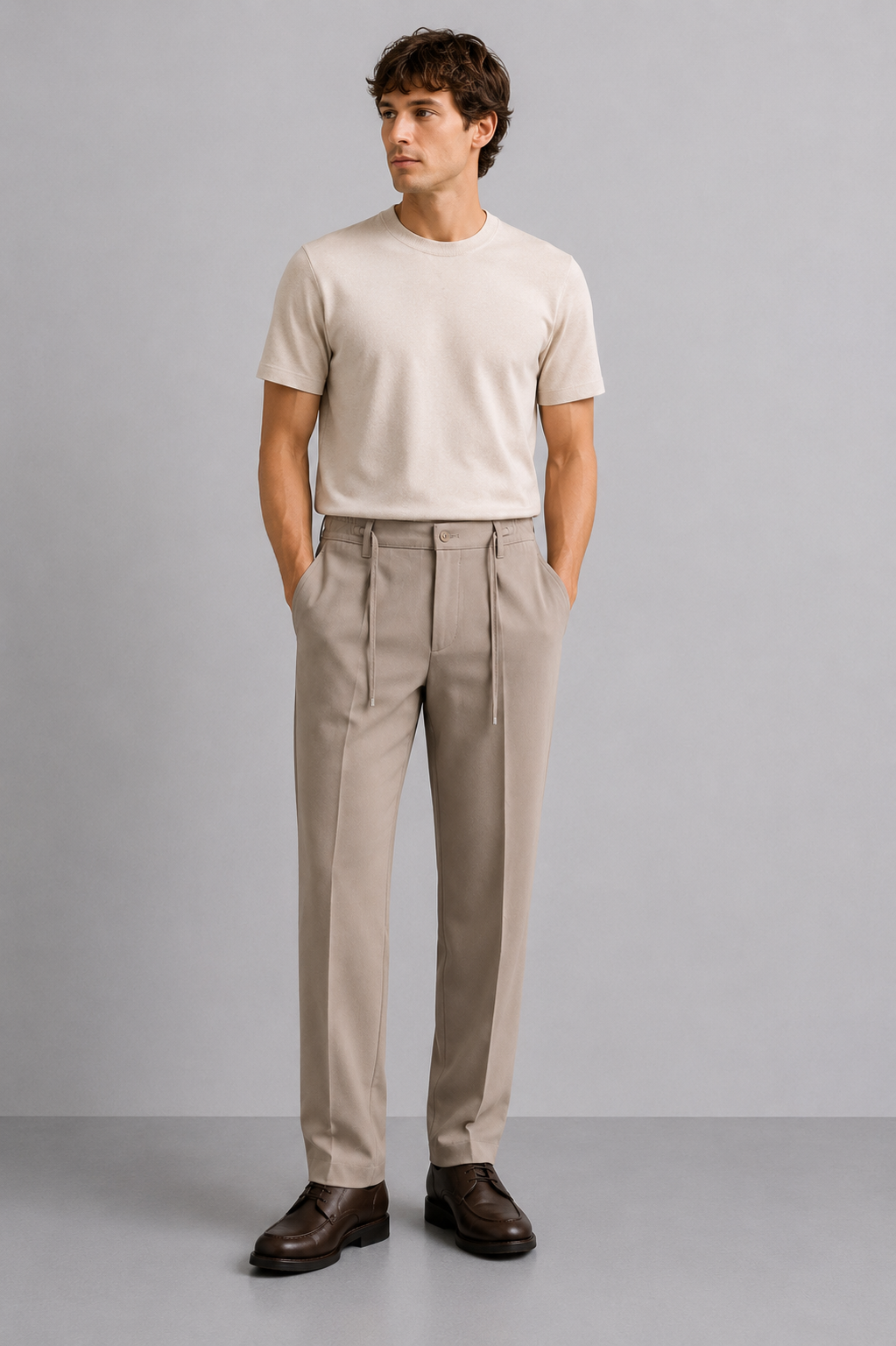Erkek Comfort Fit Bej Jogger Pantolon | Esnek Kumaş Günlük Rahat Kesim – 169DNGR