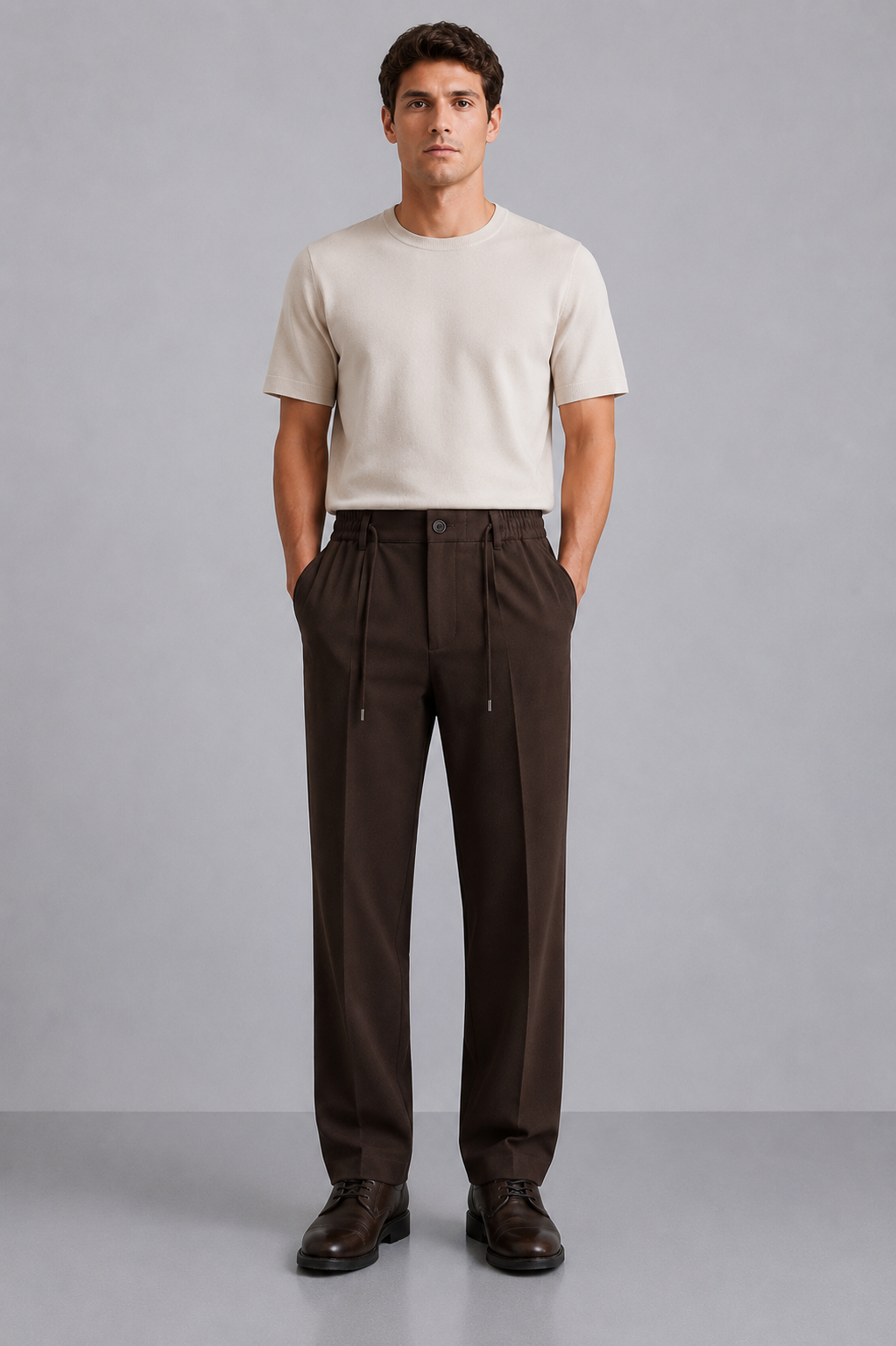 Erkek Comfort Fit Kahverengi Jogger Pantolon | Esnek Kumaş Günlük Rahat Kesim – 169DNGR