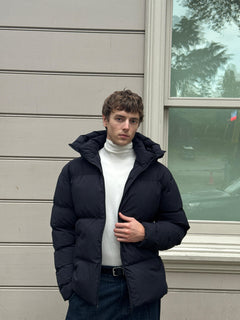 Erkek Garnili Su Ve Rüzgar Geçirmez Oversize Şişme Mont Siyah 561DNGR