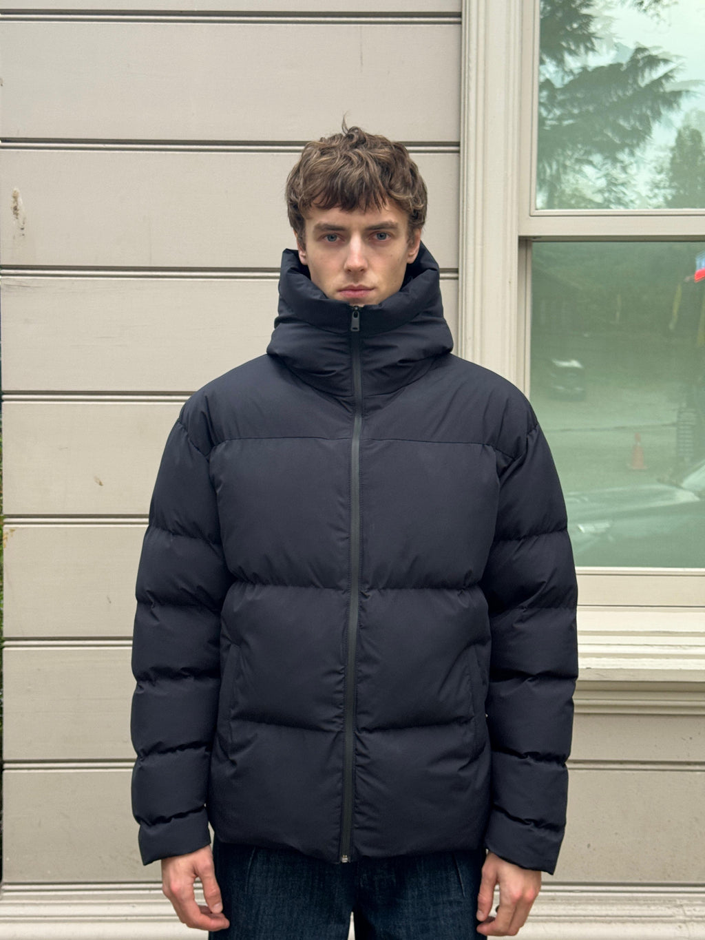 Erkek Garnili Su Ve Rüzgar Geçirmez Oversize Şişme Mont Siyah 561DNGR