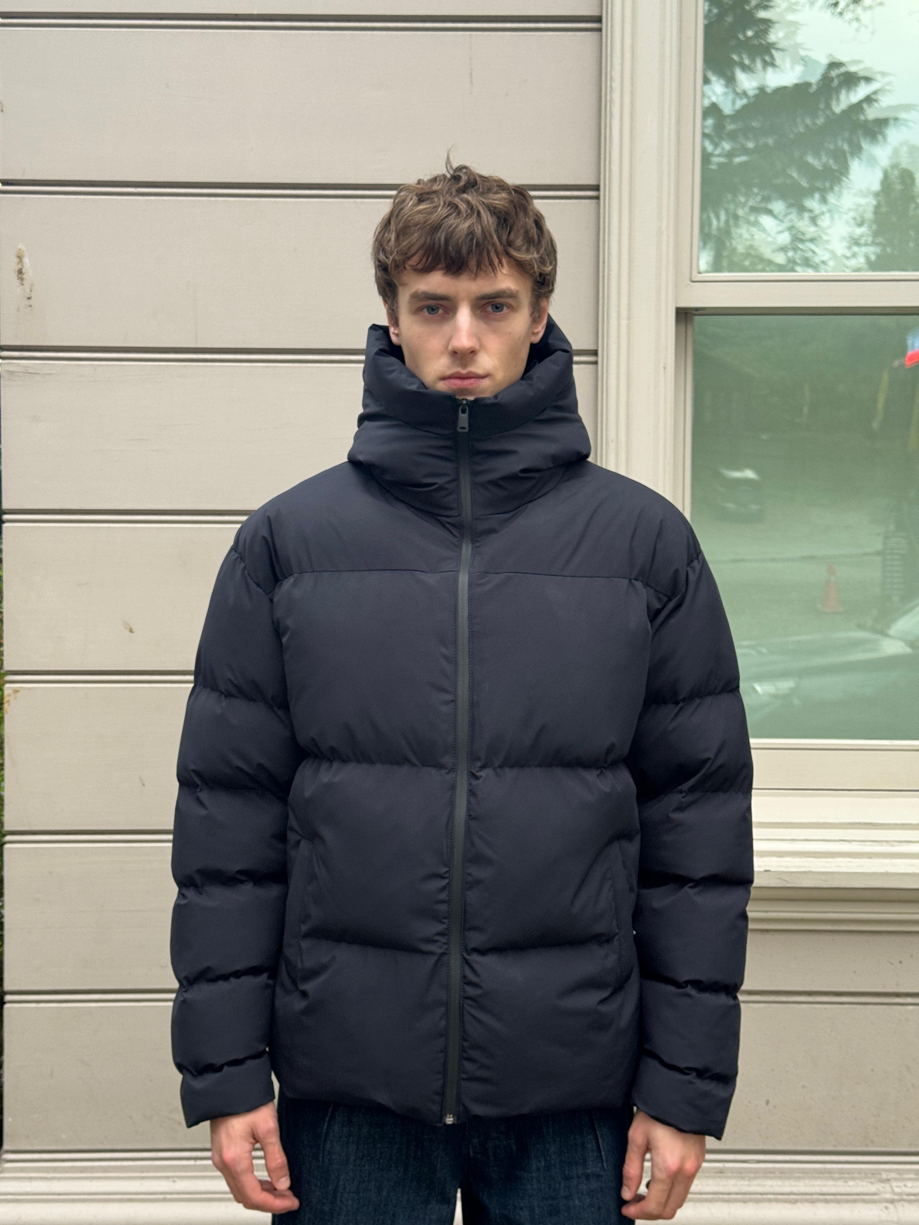 Erkek Garnili Su Ve Rüzgar Geçirmez Oversize Şişme Mont Siyah 561DNGR