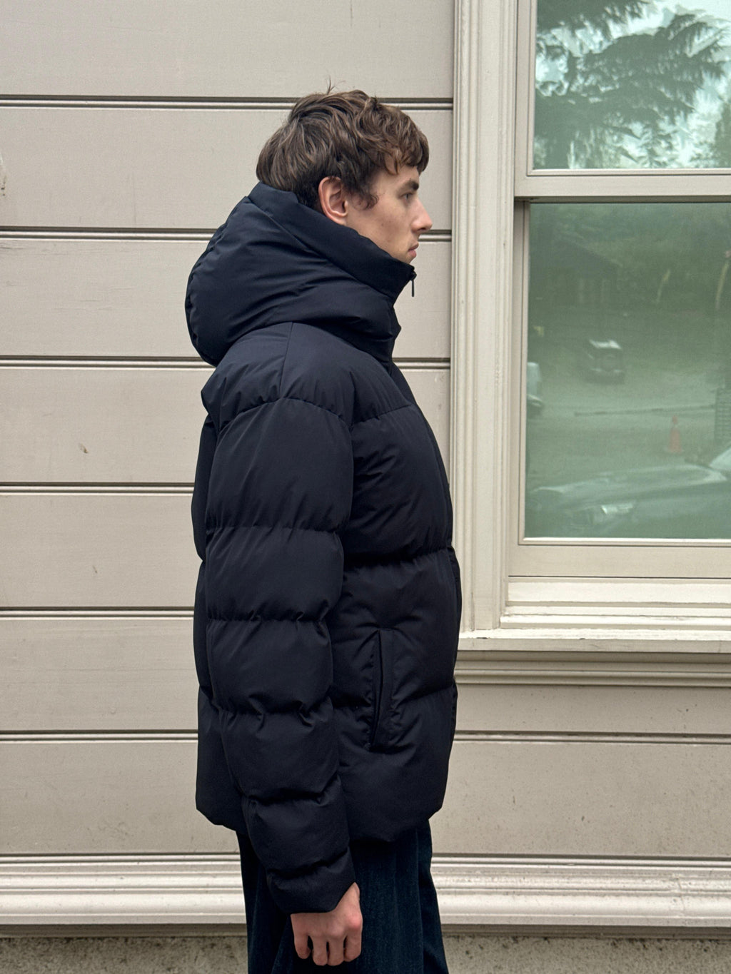 Erkek Garnili Su Ve Rüzgar Geçirmez Oversize Şişme Mont Siyah 561DNGR