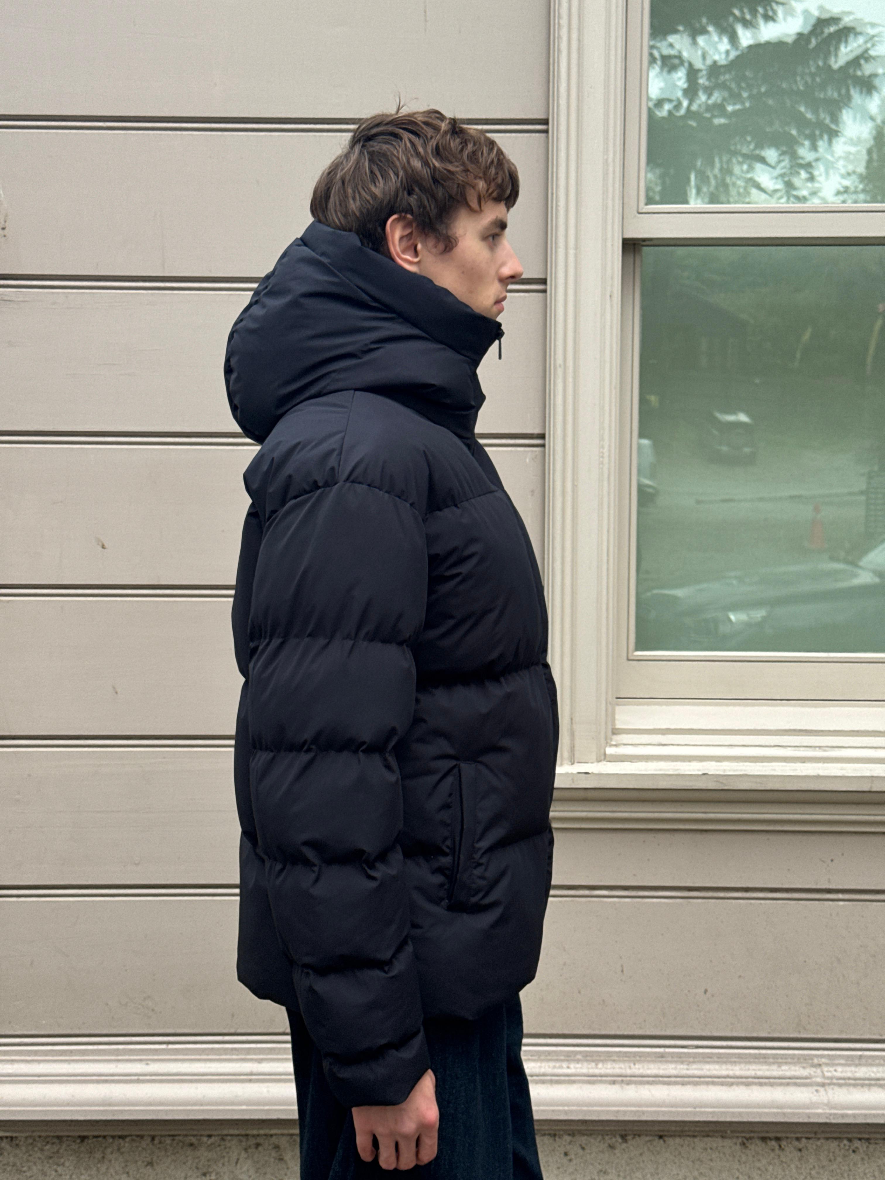 Erkek Garnili Su Ve Rüzgar Geçirmez Oversize Şişme Mont Siyah 561DNGR