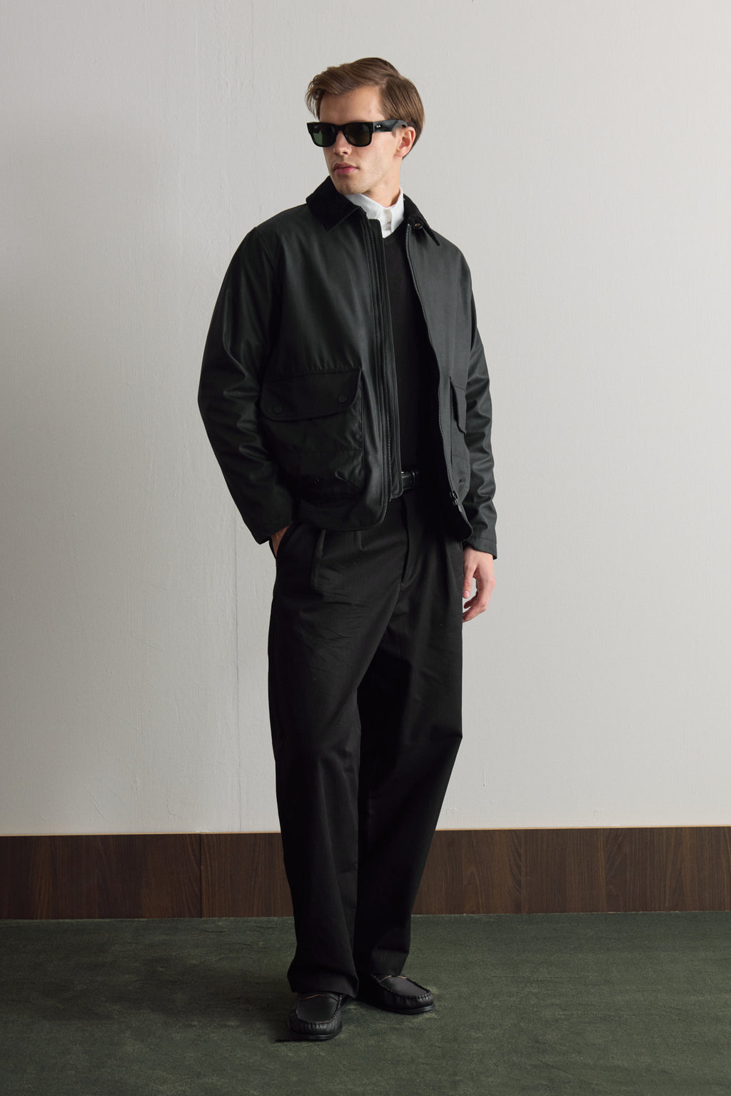 Erkek Kadife Yakalı Mont Ceket Siyah