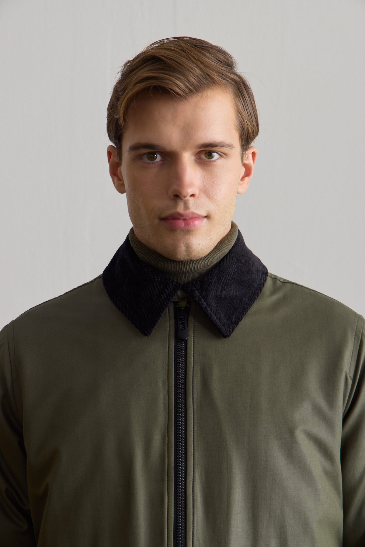 Erkek Kadife Yakalı Mont Ceket Yeşil