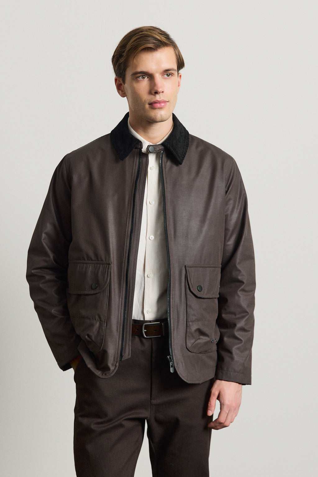 Erkek Kadife Yakalı Mont Ceket Kahverengi