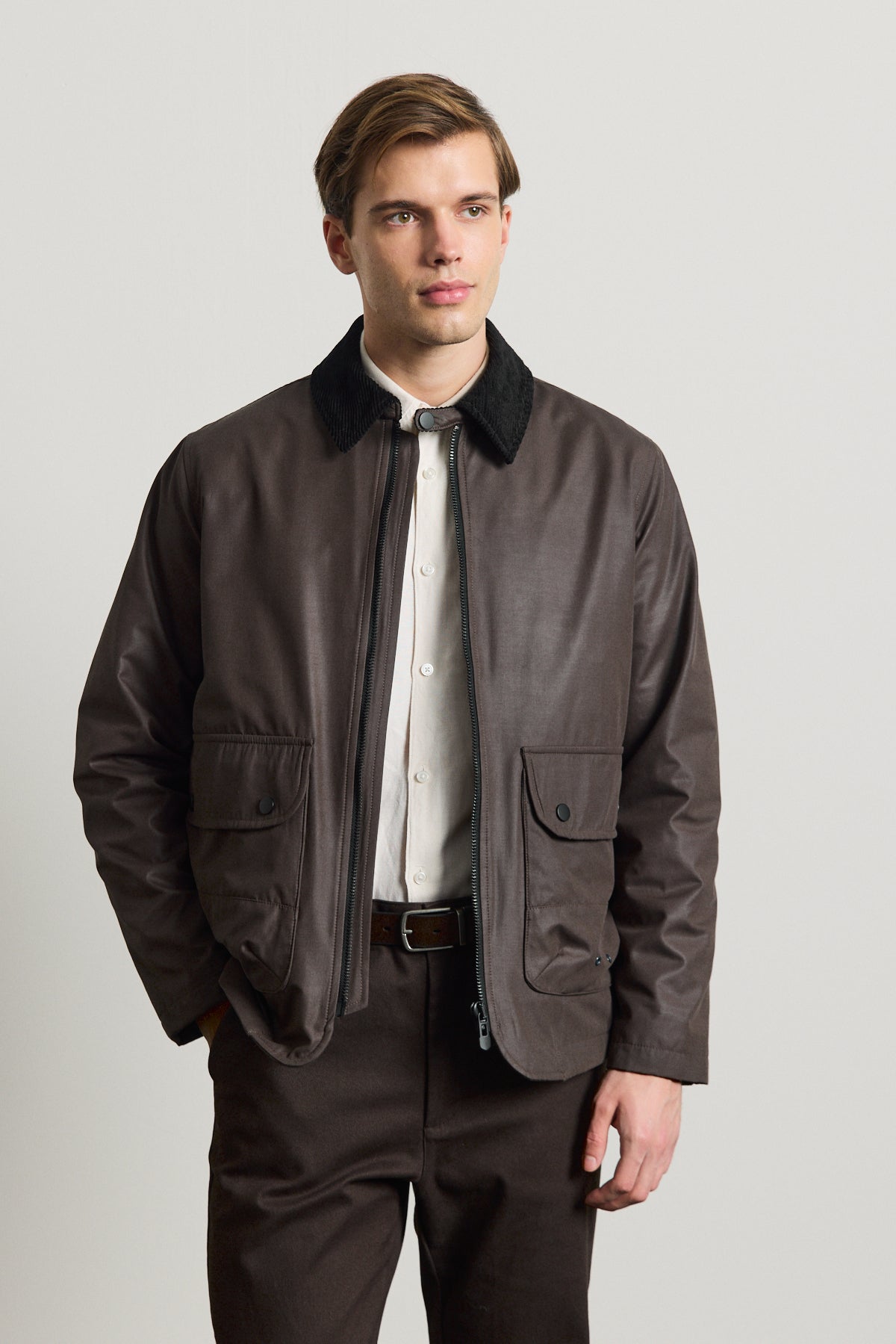 Erkek Kadife Yakalı Mont Ceket Kahverengi