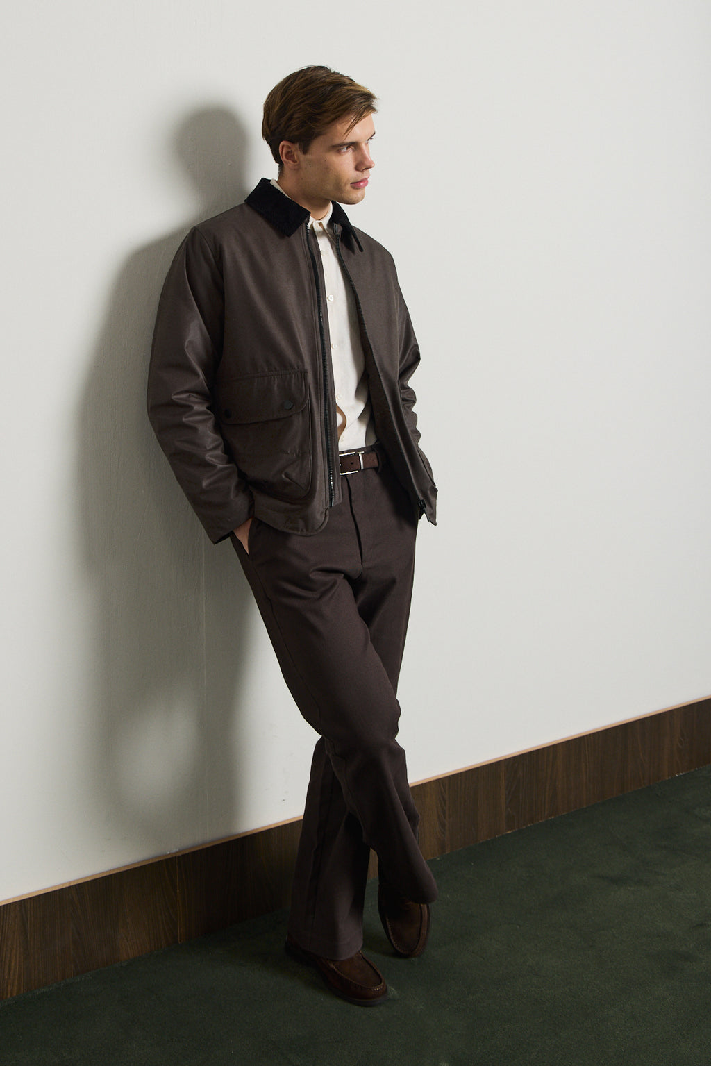 Erkek Kadife Yakalı Mont Ceket Kahverengi