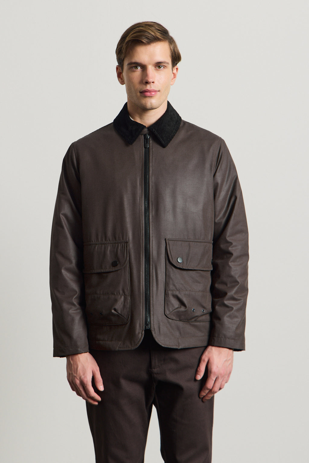 Erkek Kadife Yakalı Mont Ceket Kahverengi