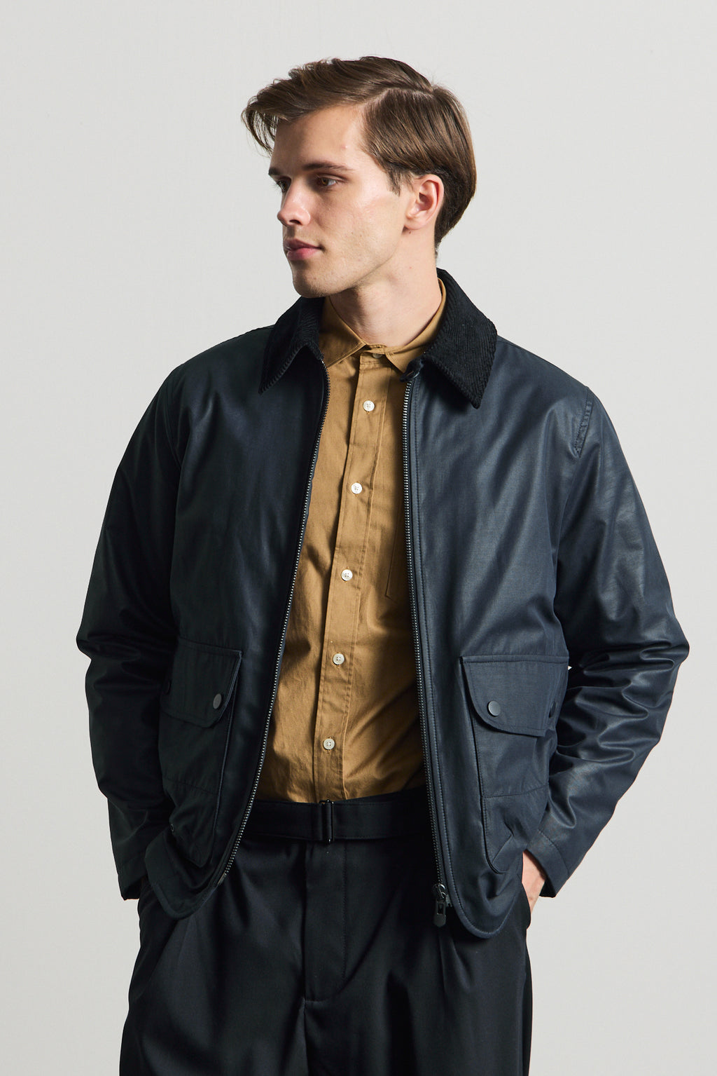 Erkek Kadife Yakalı Mont Ceket Lacivert