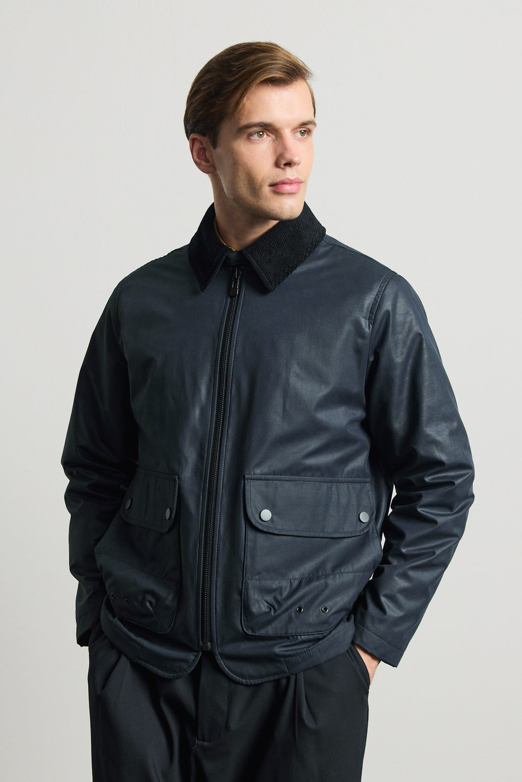 Erkek Kadife Yakalı Mont Ceket Lacivert