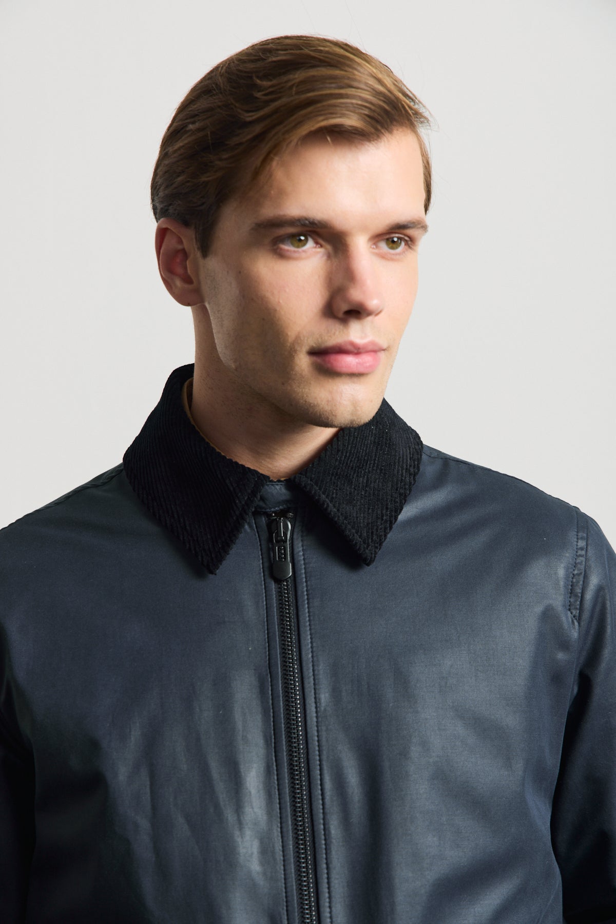 Erkek Kadife Yakalı Mont Ceket Lacivert