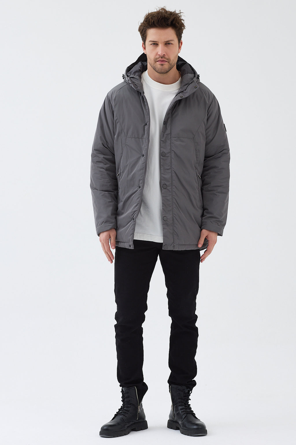 Erkek Kapüşonlu Su Geçirmez Mont Kaban Antrasit 3817DNGR