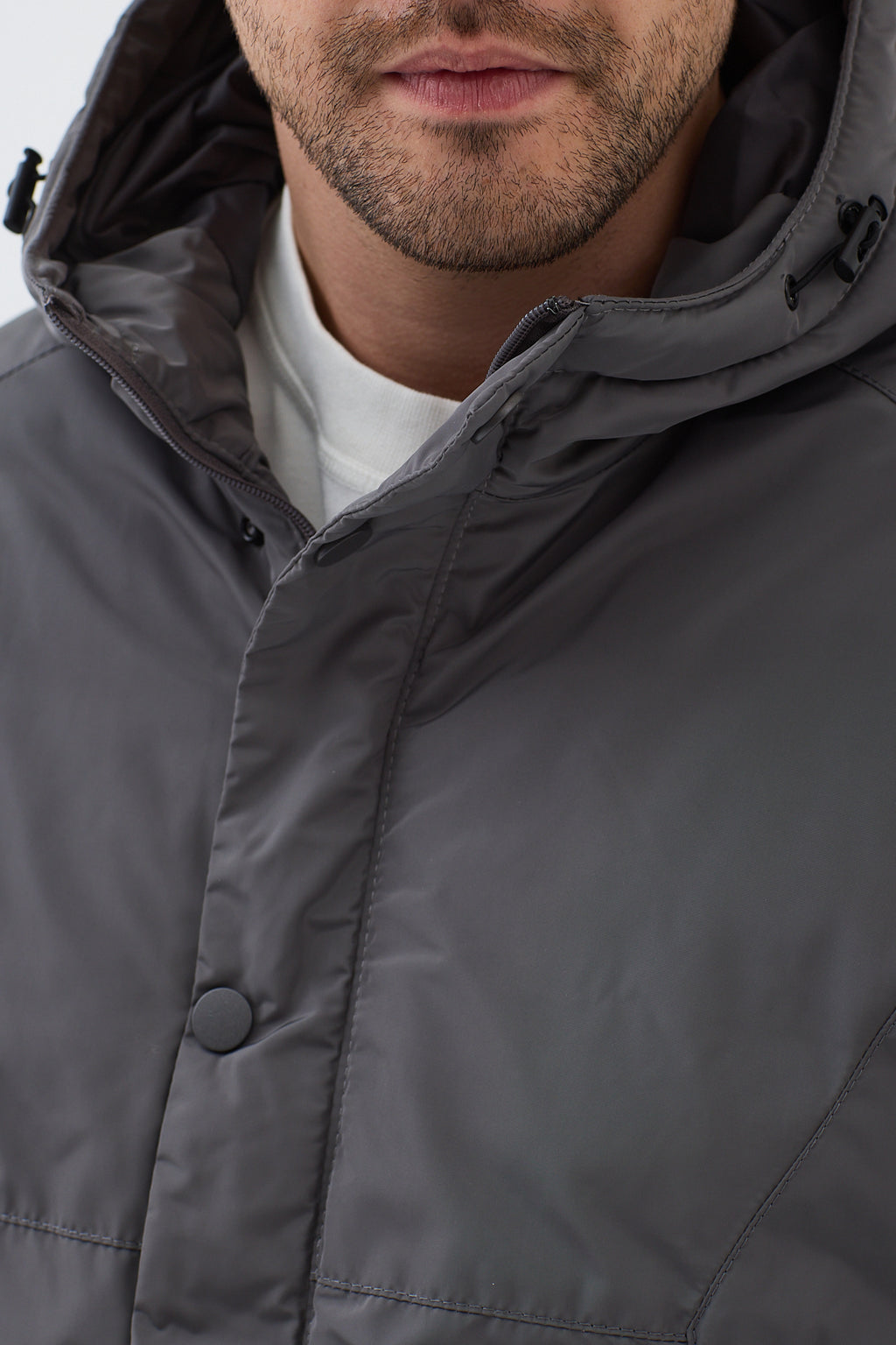 Erkek Kapüşonlu Su Geçirmez Mont Kaban Antrasit 3817DNGR