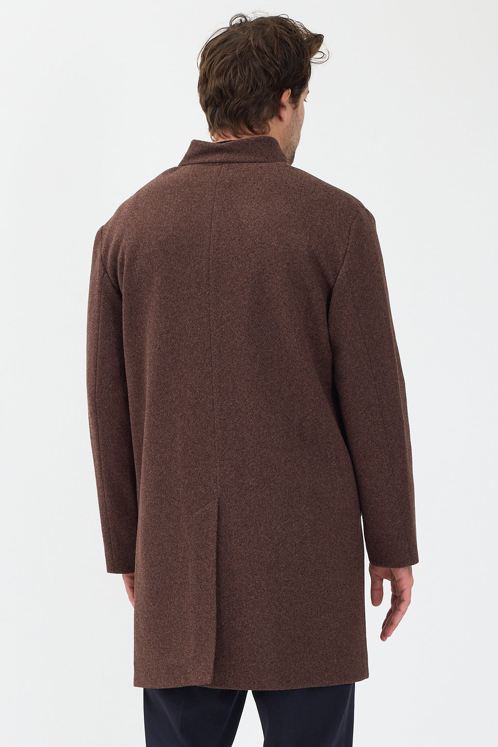 Erkek Kruvaze Kaşe Palto Mont Kahverengi