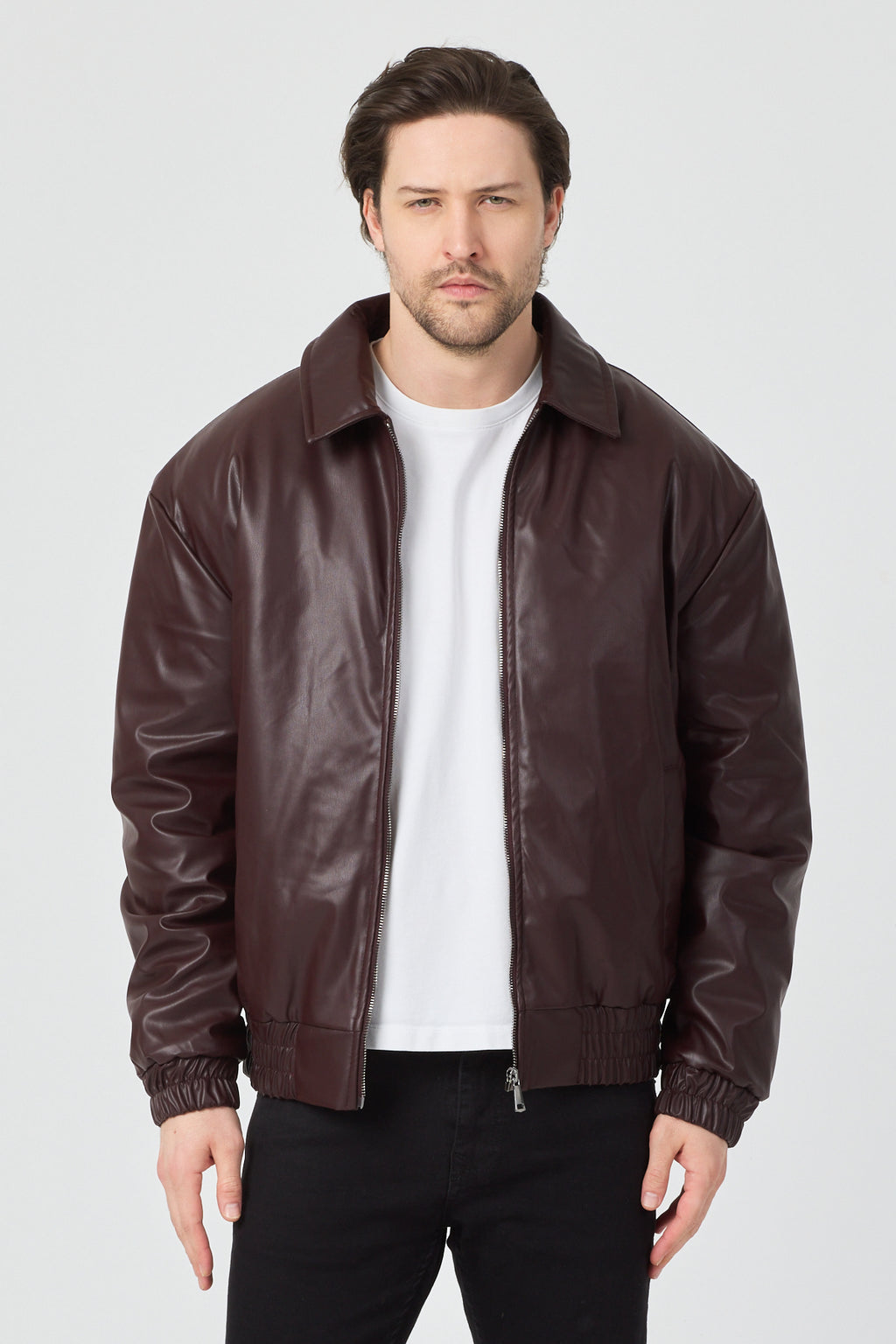 Erkek Limited Edition Deri Mont Ceket Bordo