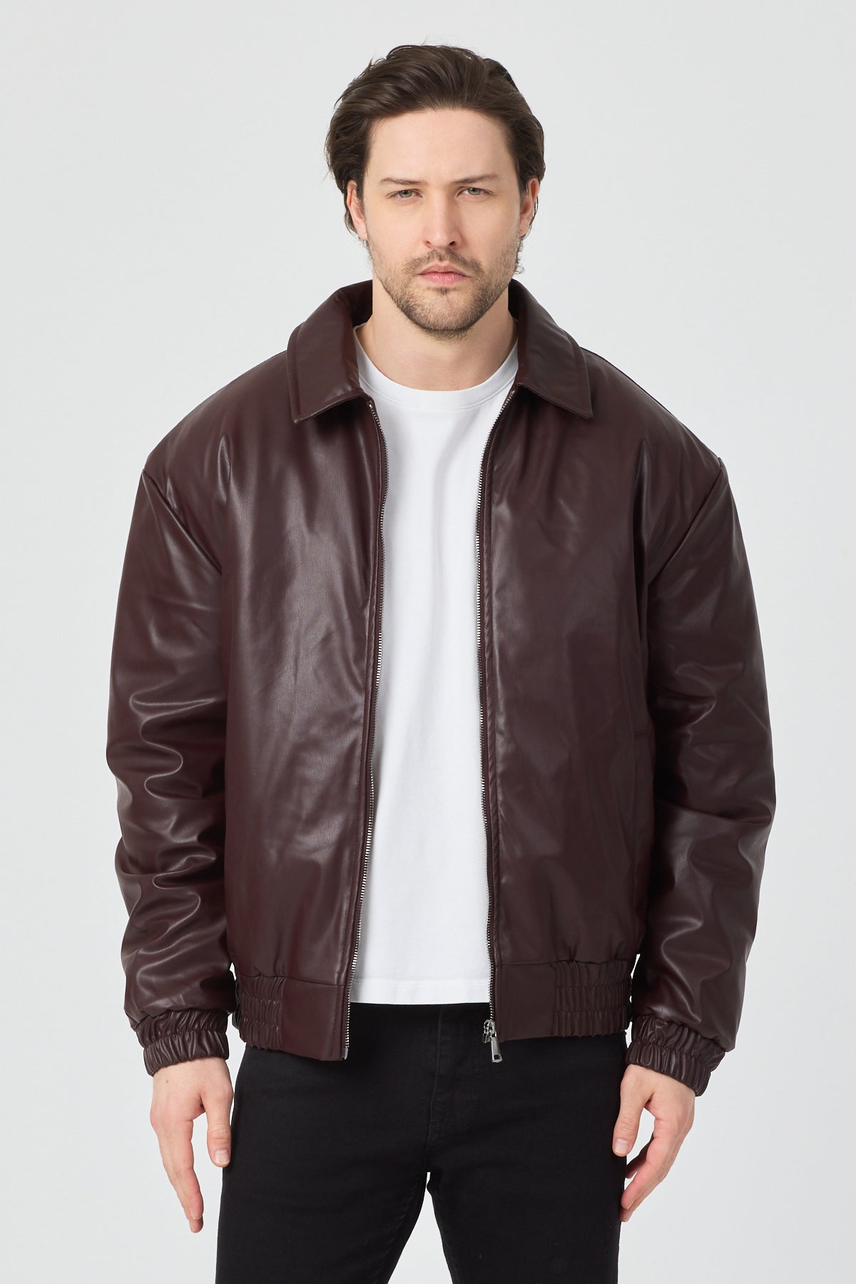 Erkek Limited Edition Deri Mont Ceket Bordo